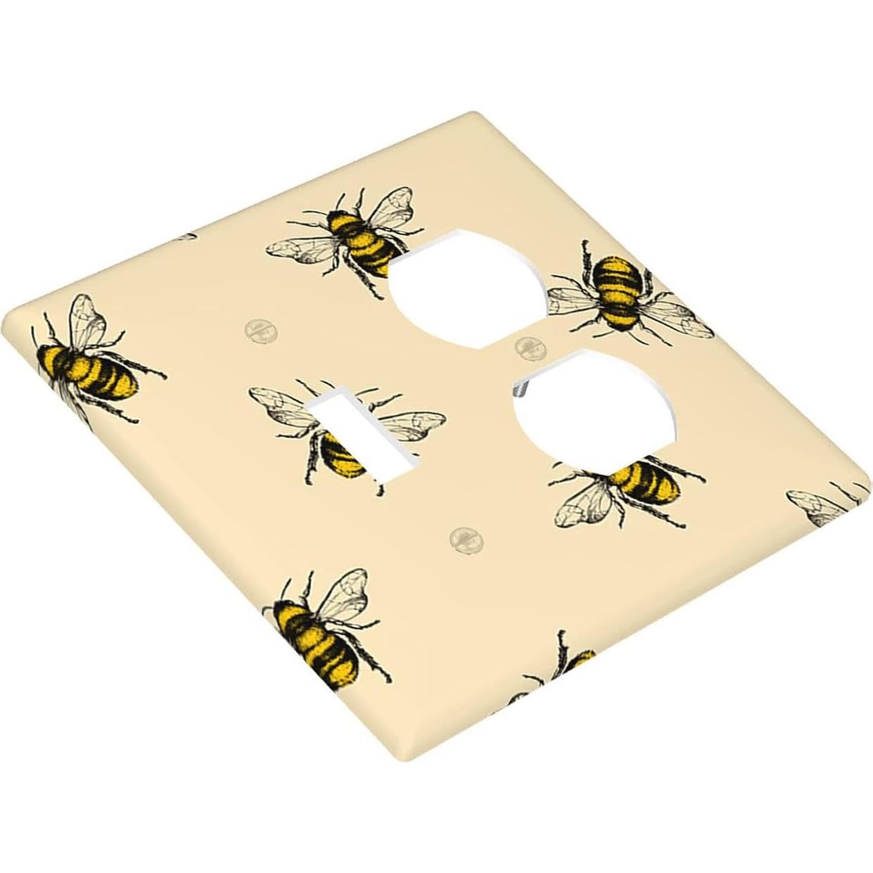 Placa de Interruptor Moslion Abeja 1 Interruptor 1 Enchufe Doble
