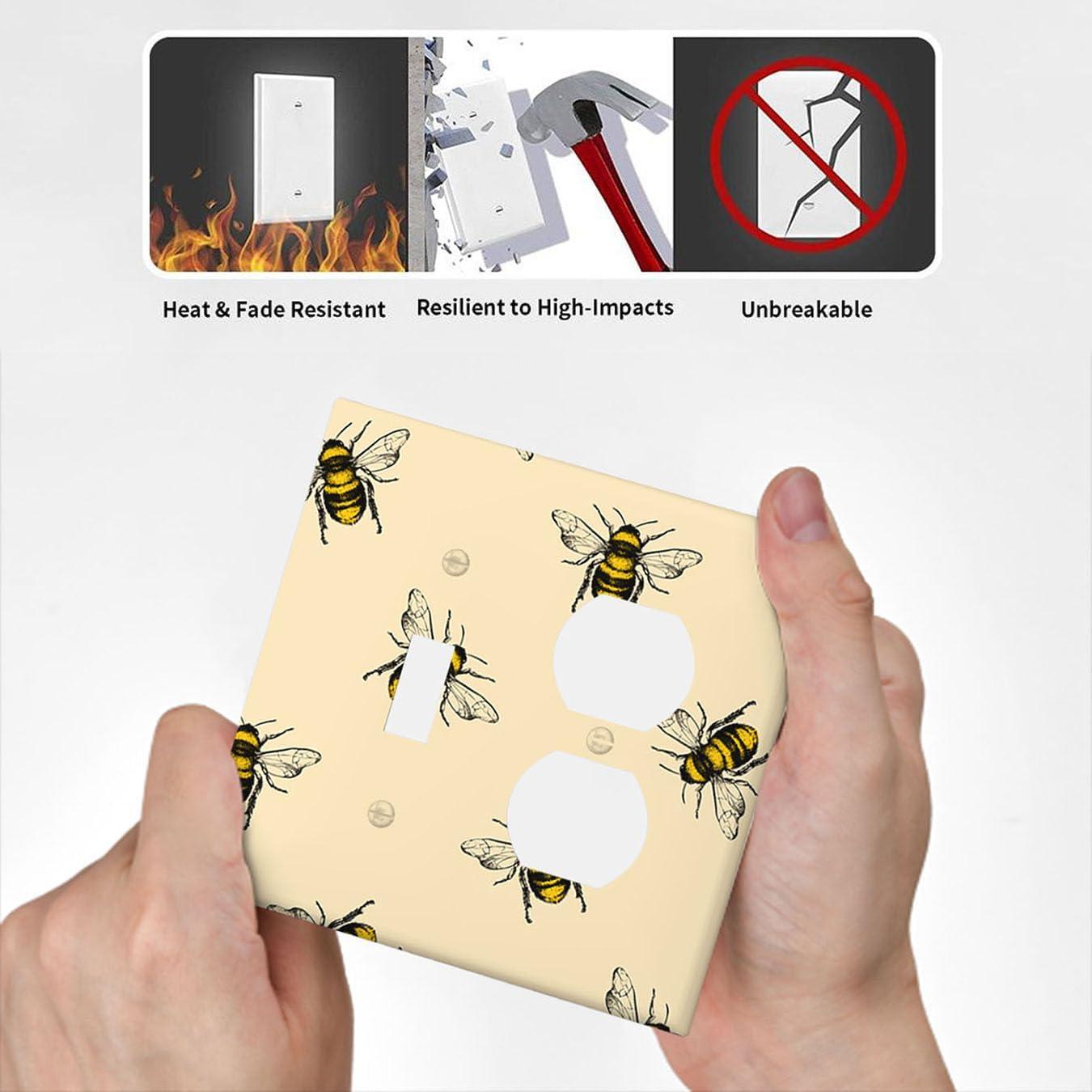 Placa de Interruptor Moslion Abeja 1 Interruptor 1 Enchufe Doble