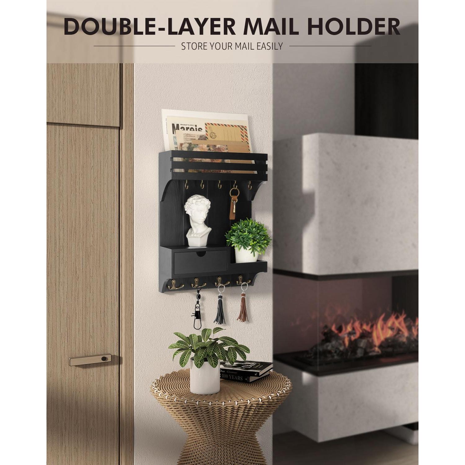 Soporte de Llaves Rebee Vision con Cajón y 9 Ganchos Negro