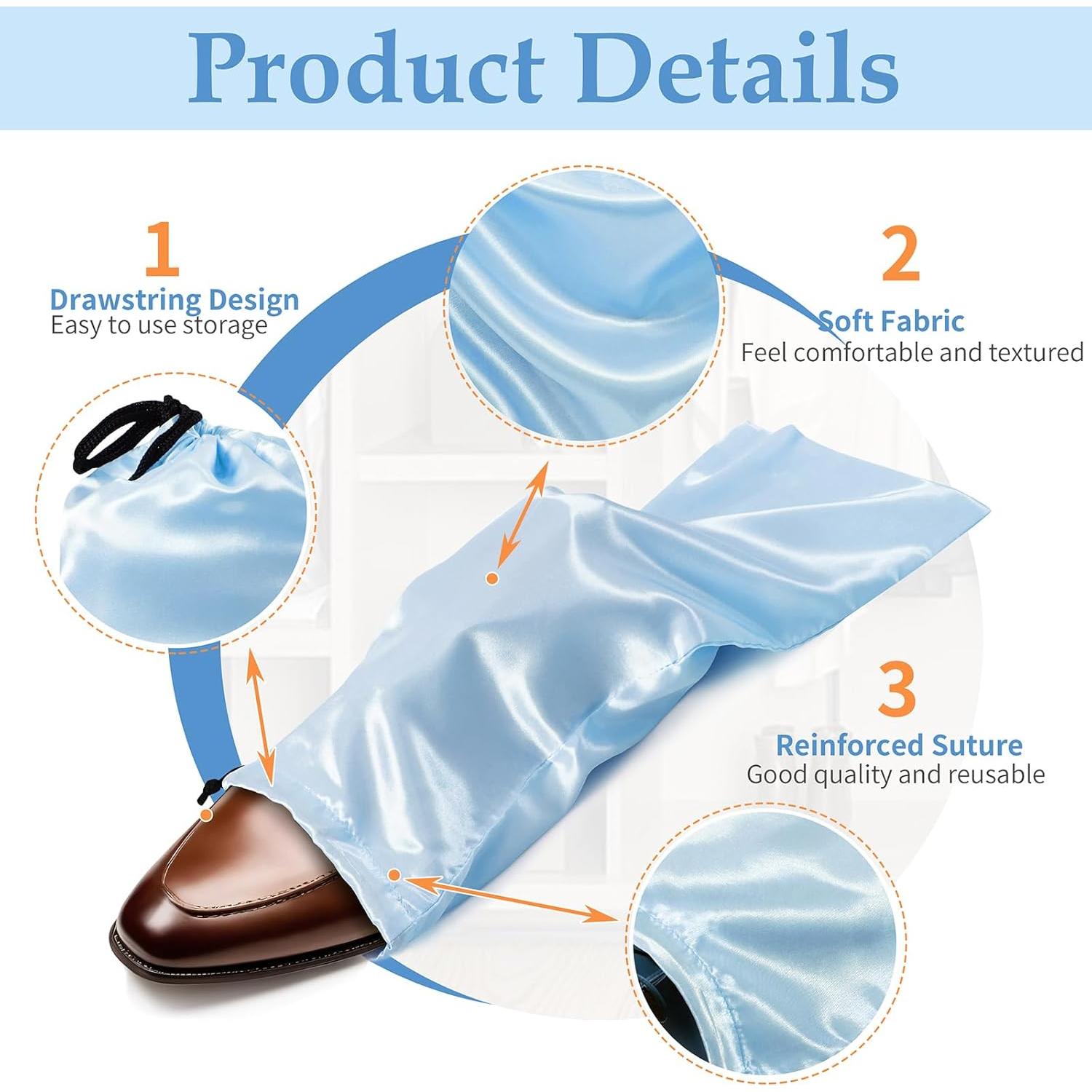 Bolsas para Zapatos Ersmak 6 Pzas Satén Azul Bebé 45x20cm