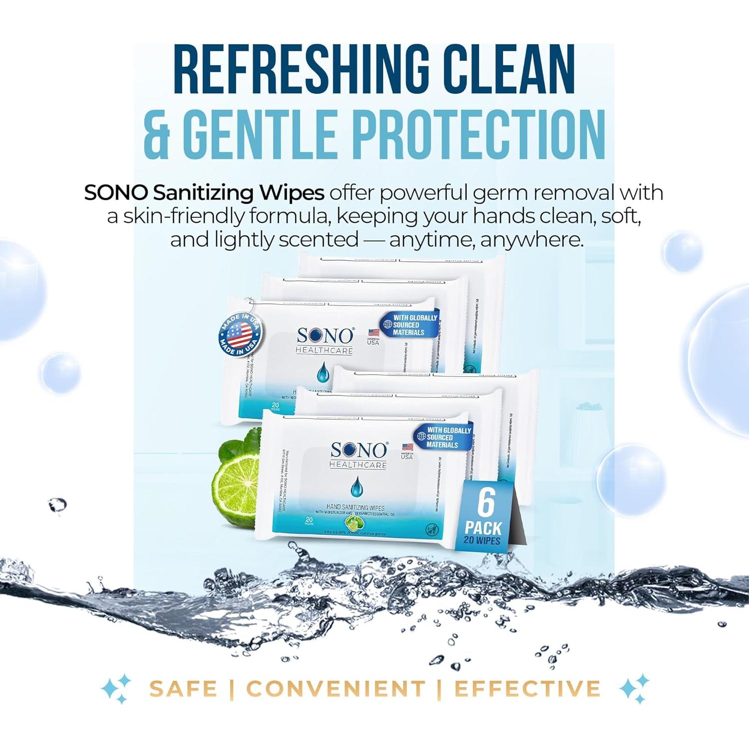 Toallitas Desinfectantes SONO Sin Alcohol 120 Unidades Bergamota