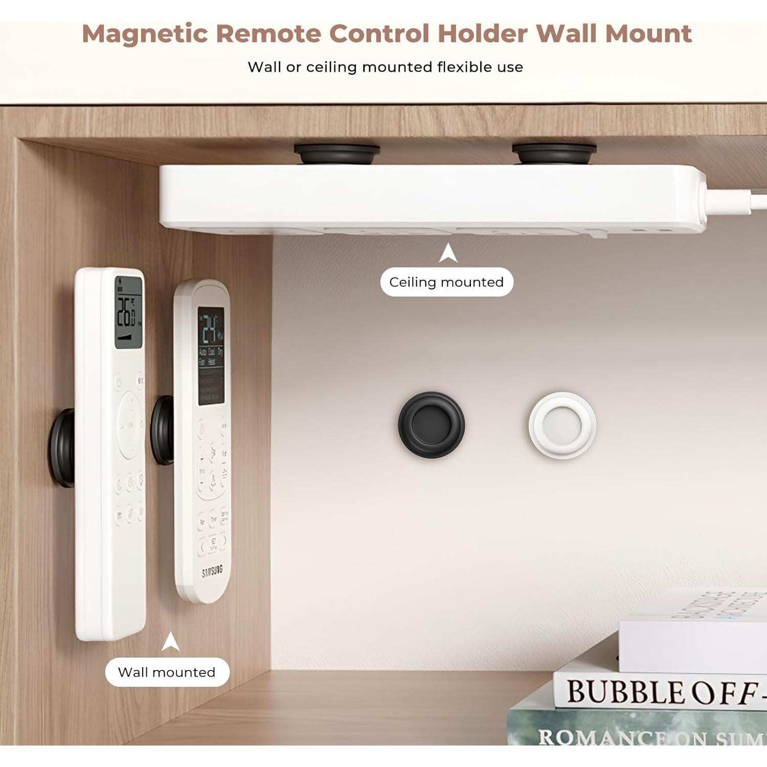 Soporte Magnético para Control Remoto UMUST - 4 Piezas, Negro