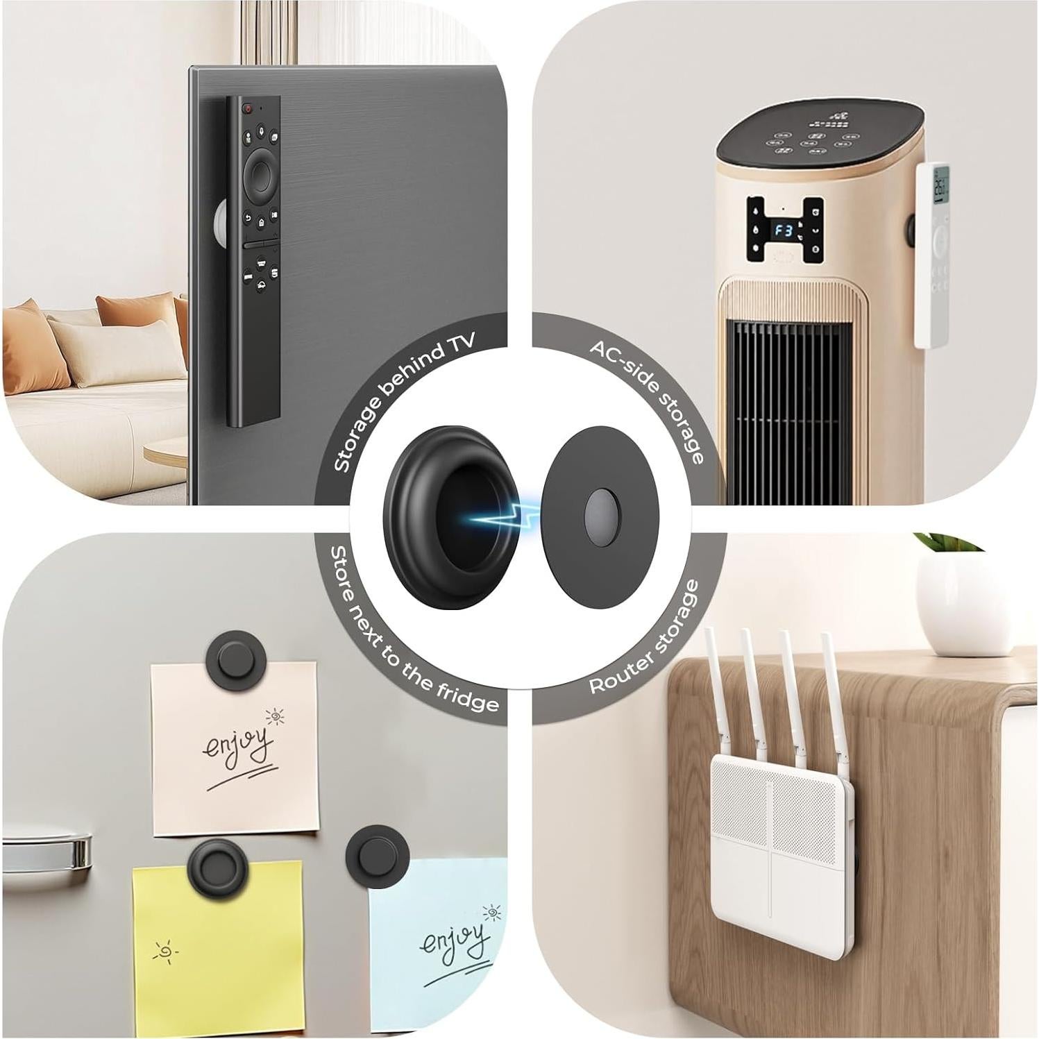 Soporte Magnético para Control Remoto UMUST - 4 Piezas, Negro