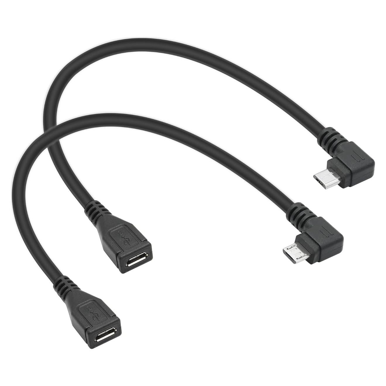 Cable Extensión Micro USB 90° Izquierda y Derecha 25cm Maixbomr