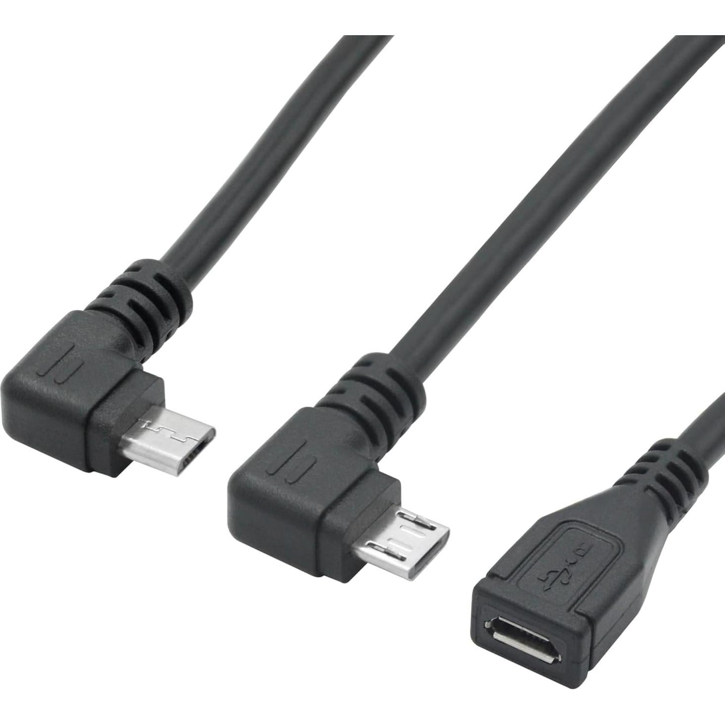 Cable Extensión Micro USB 90° Izquierda y Derecha 25cm Maixbomr