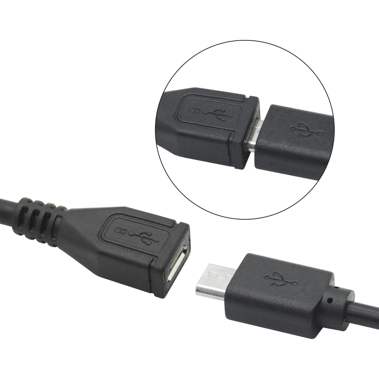 Cable Extensión Micro USB 90° Izquierda y Derecha 25cm Maixbomr