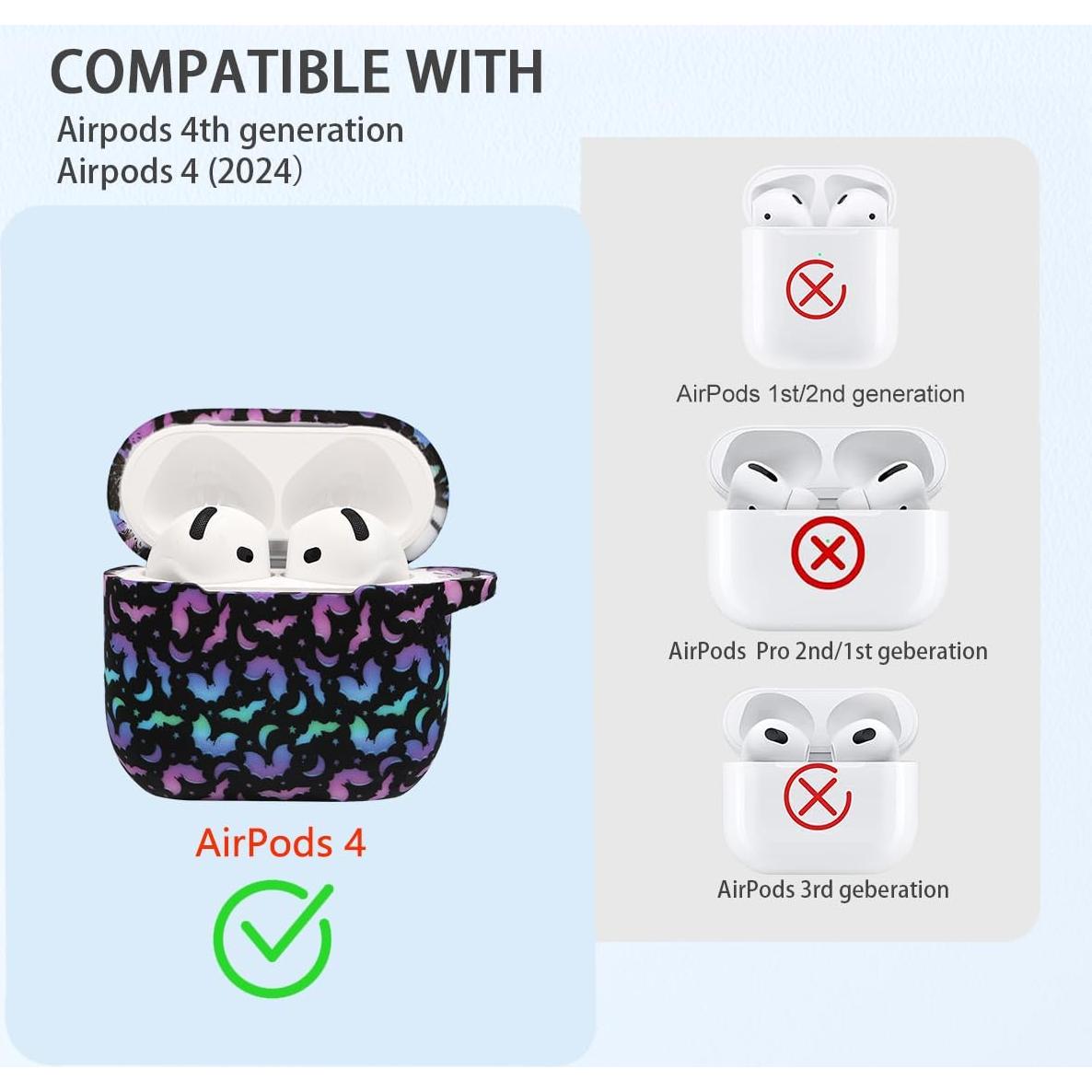 Funda de Silicona PowerDriver para AirPods 4 con Llavero Colorido