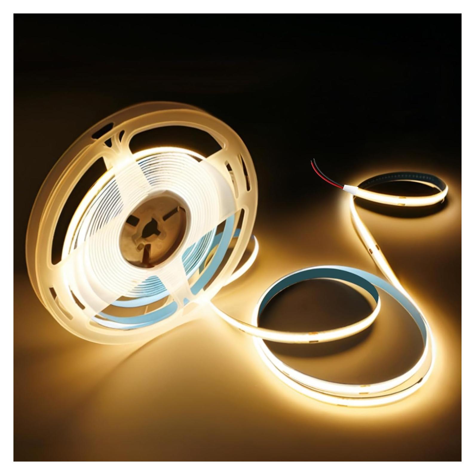 Tira LED COB 5m 12V Cálido 3000K VOEWT Alta Eficiencia