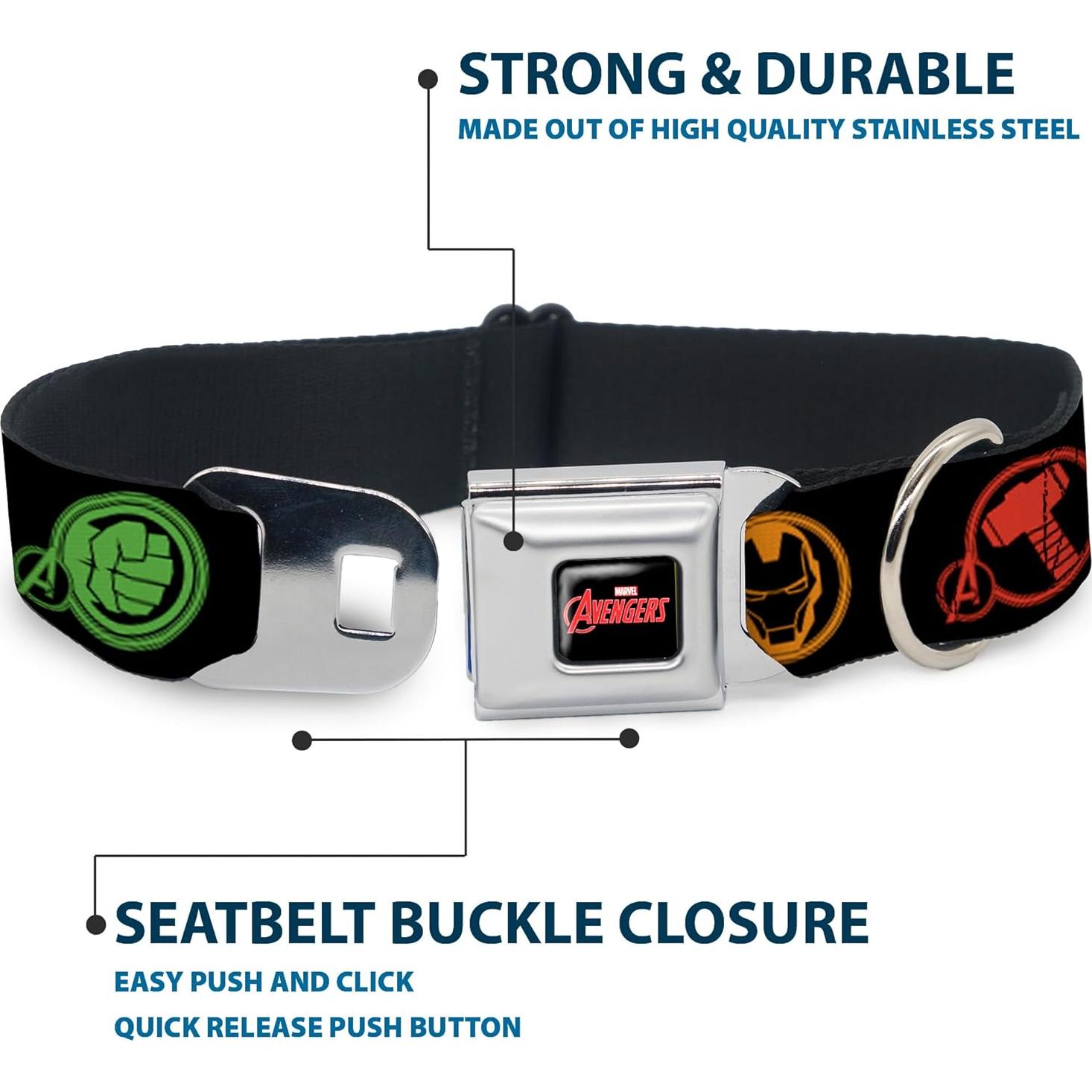 Collar para Perro Buckle-Down Marvel Avengers 2.54 cm Negro