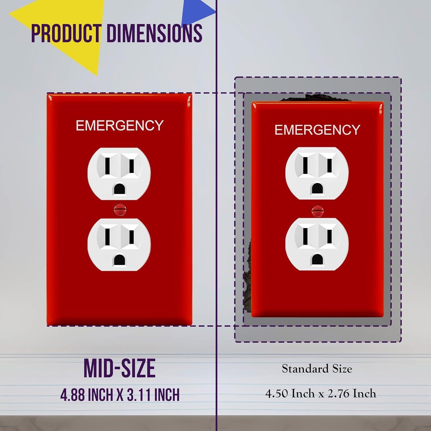 Placa de Pared ENERLITES Dúplex Emergencia 12.39x7.91cm Rojo