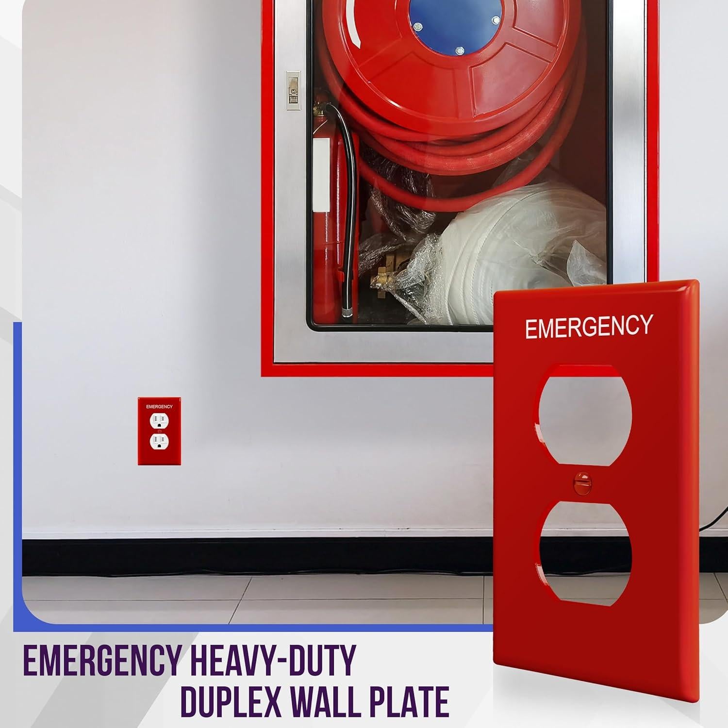Placa de Pared ENERLITES Dúplex Emergencia 12.39x7.91cm Rojo