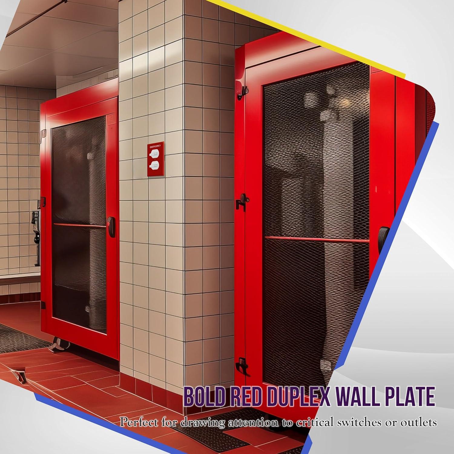 Placa de Pared ENERLITES Dúplex Emergencia 12.39x7.91cm Rojo