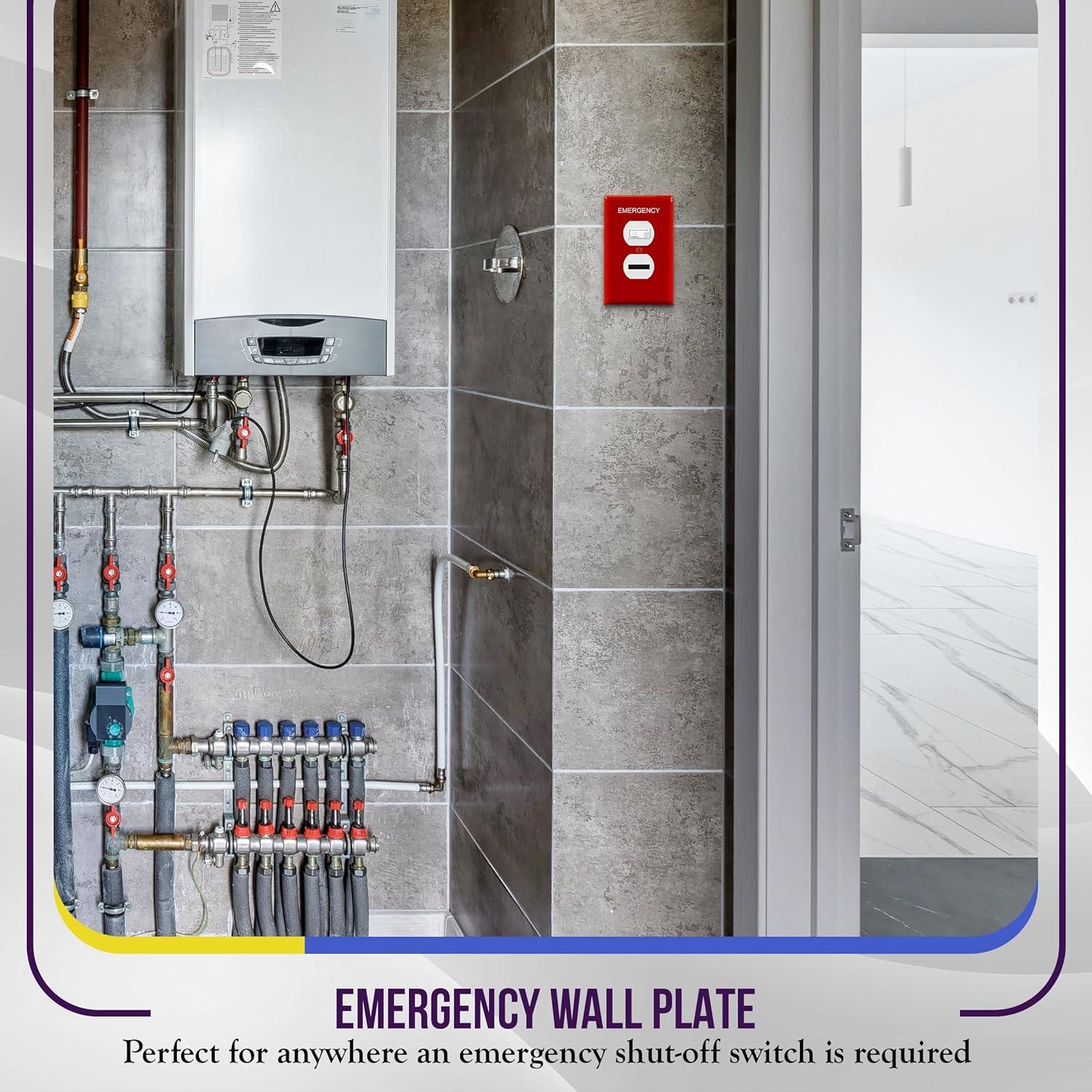 Placa de Pared ENERLITES Dúplex Emergencia 12.39x7.91cm Rojo