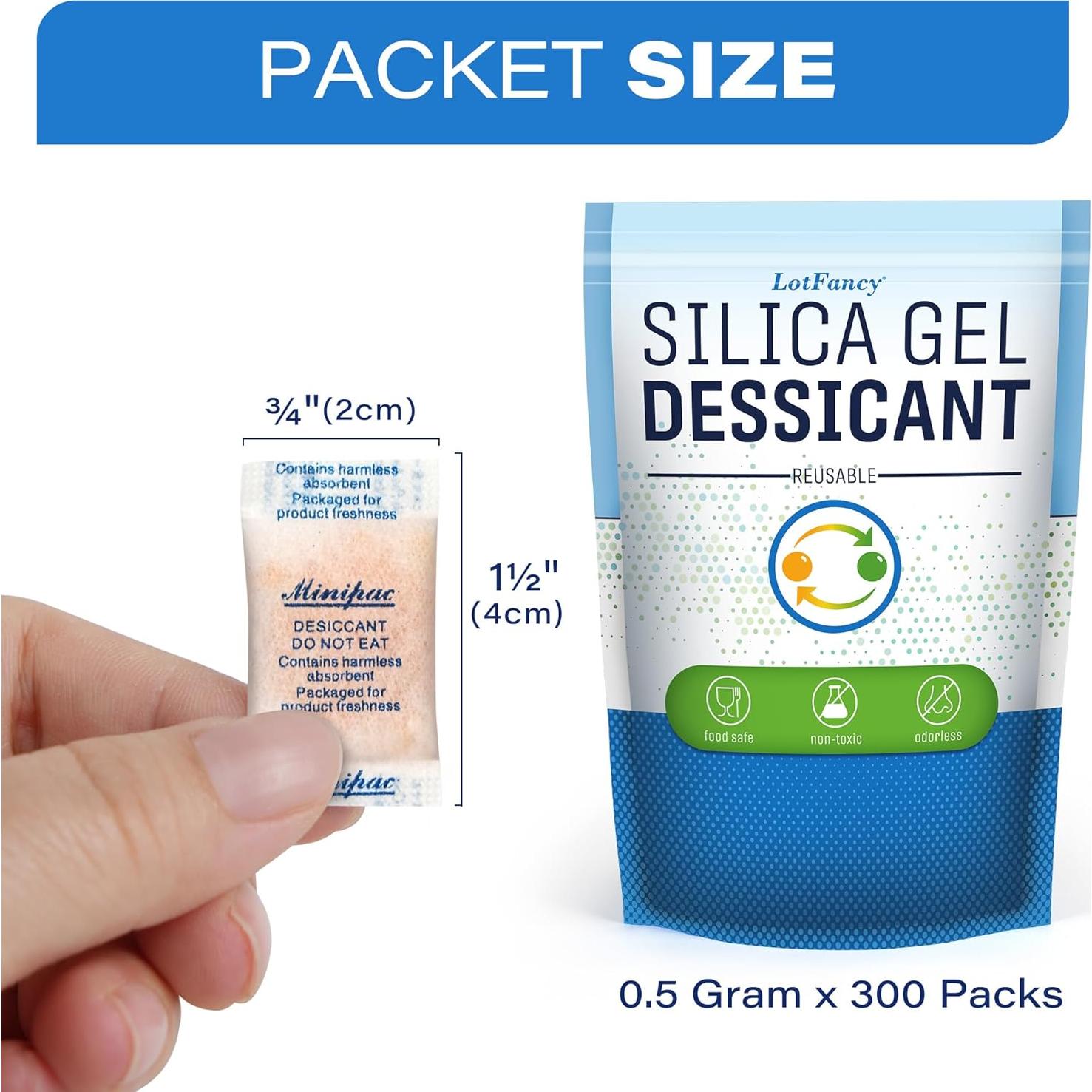 300 Paquetes de Gel de Sílice Deshidratante LotFancy 0.5g