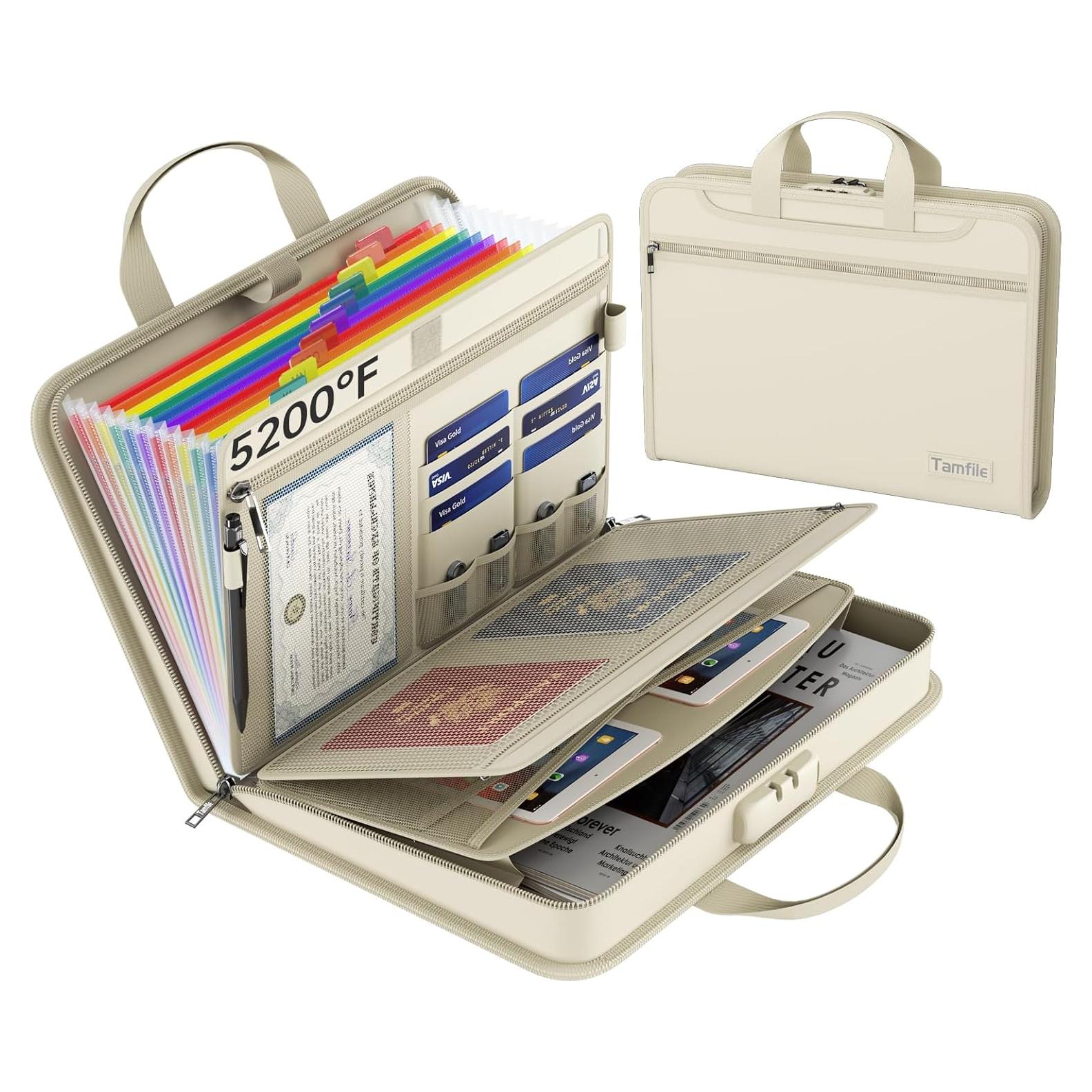 Organizador de Archivos Acordeón Ignífugo Tamfile 5200 13 Bolsillos Beige