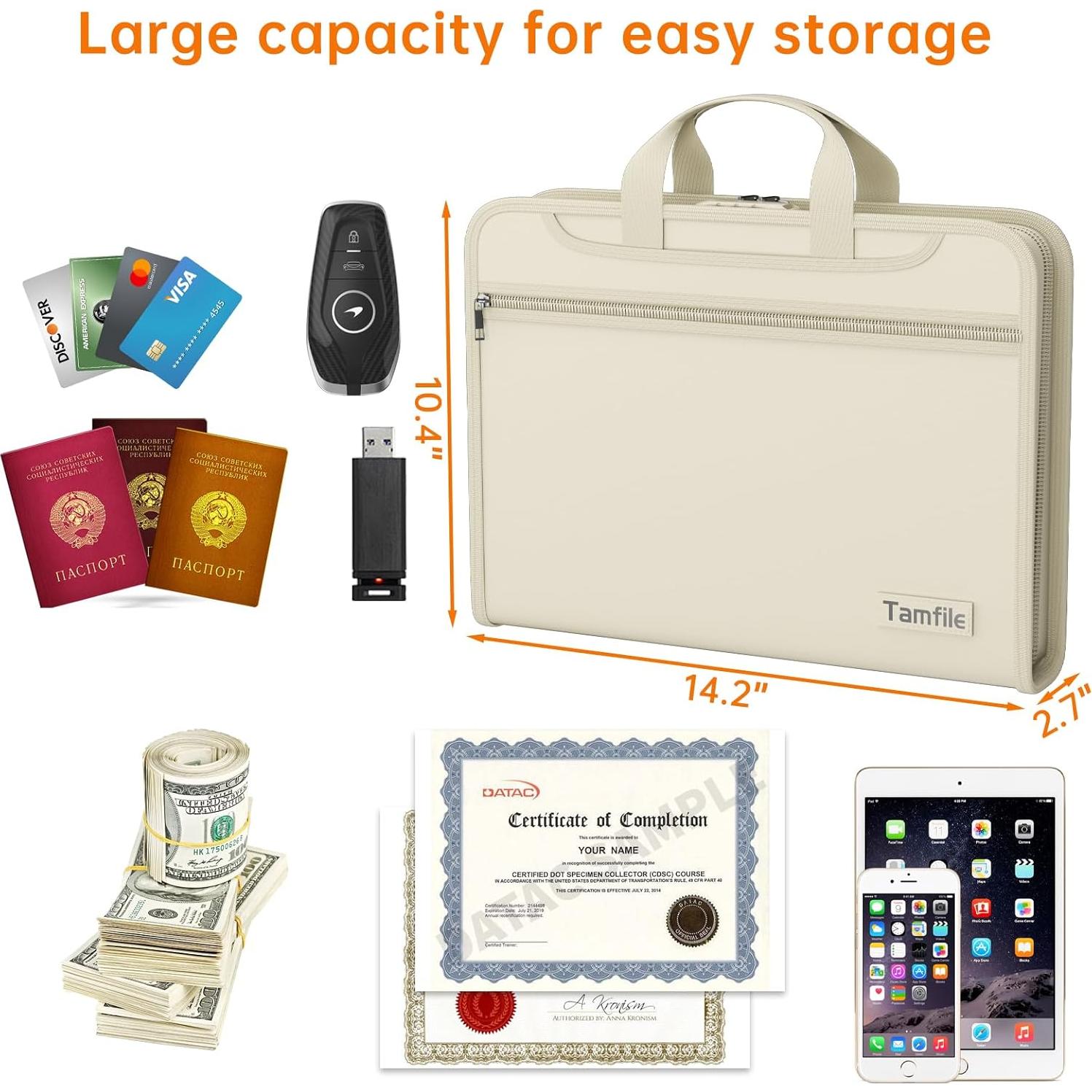 Organizador de Archivos Acordeón Ignífugo Tamfile 5200 13 Bolsillos Beige