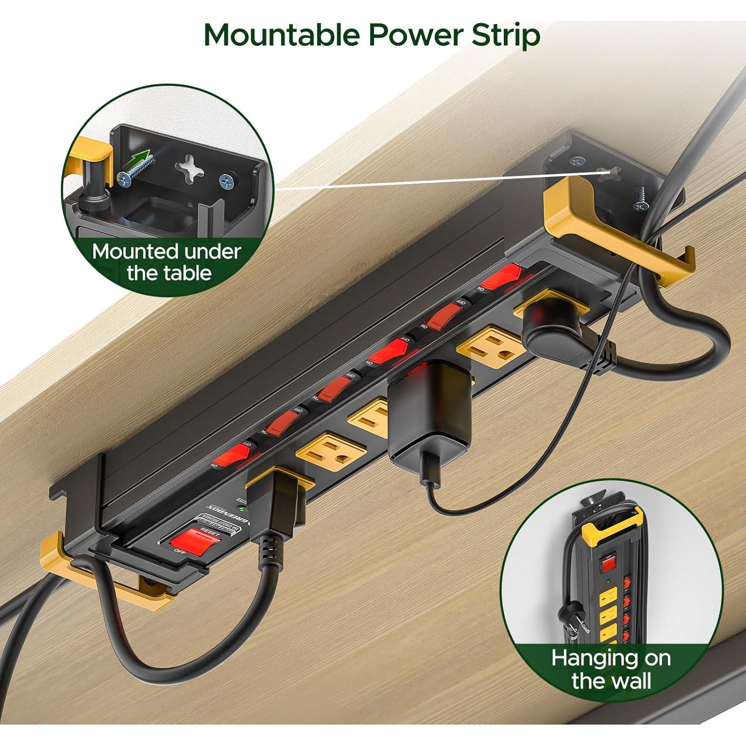 Regleta de Potencia Green Box 6 Salidas Metal 3300J 1.83m