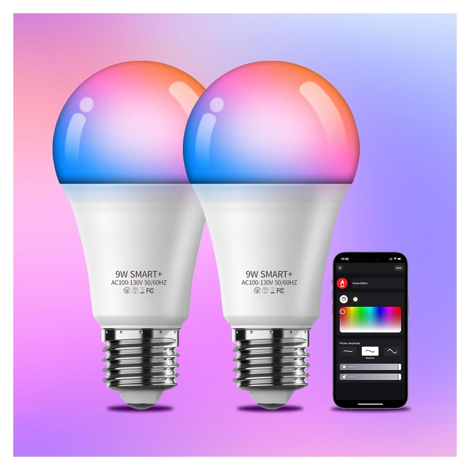 Bombillas Inteligentes 2Pack Zengge RGB 9W E26 800LM Control App