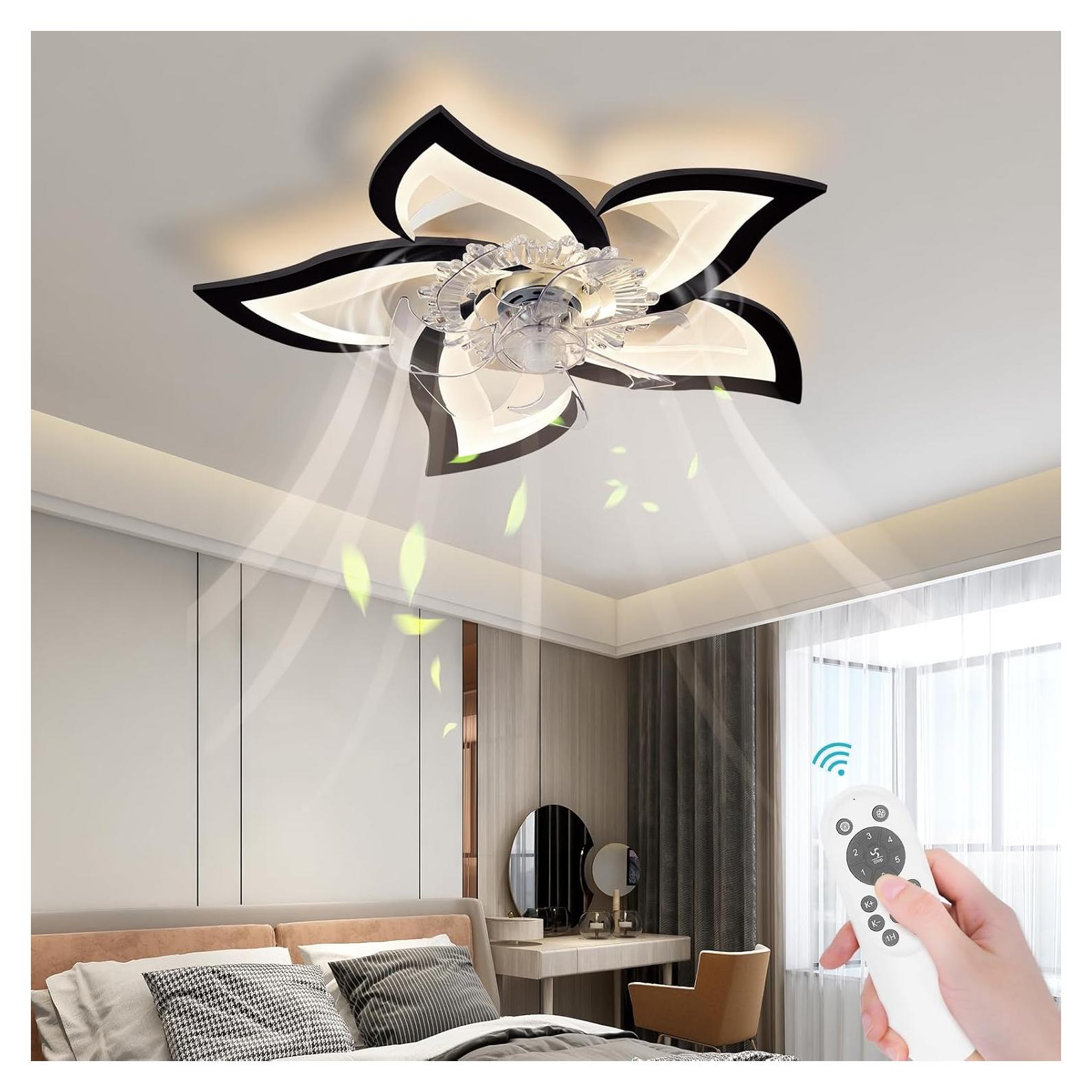 Ventilador de Techo Bevenus SLF-5H 69 cm Negro con Luz LED