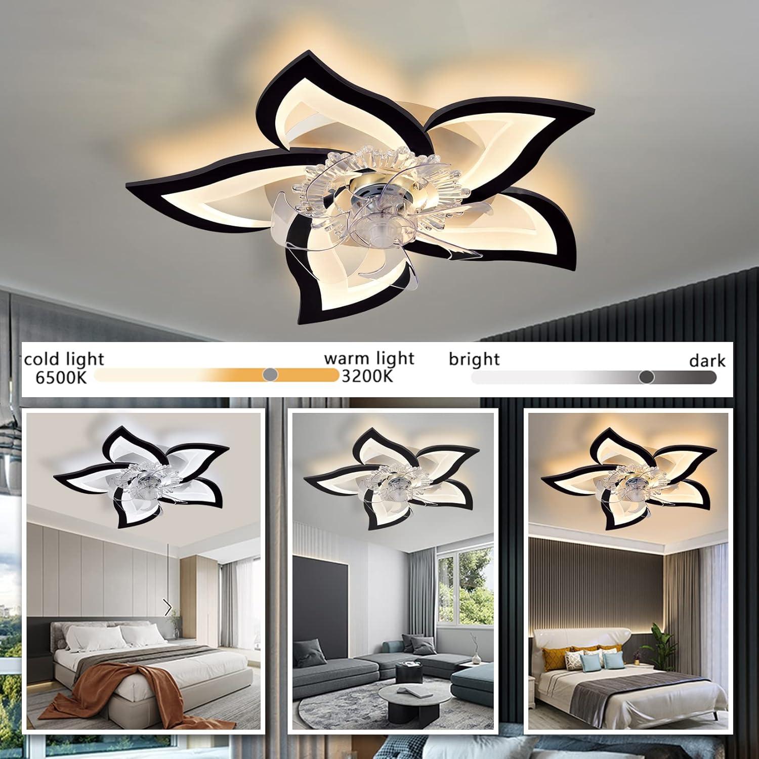 Ventilador de Techo Bevenus SLF-5H 69 cm Negro con Luz LED