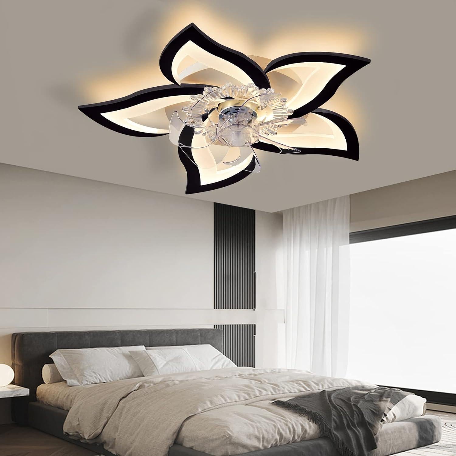 Ventilador de Techo Bevenus SLF-5H 69 cm Negro con Luz LED