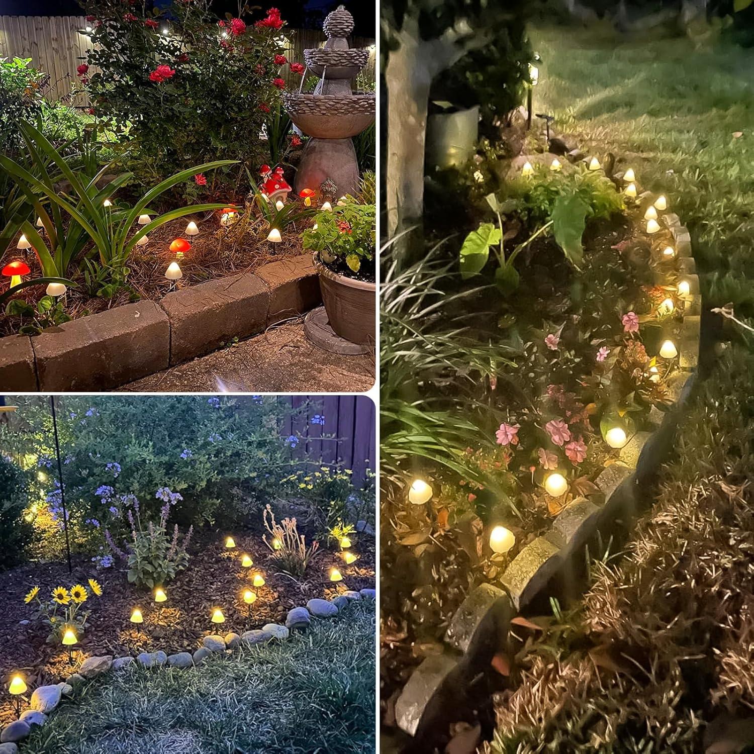 Luces de Jardín Solar OZS 2PK 32LED 16.76m Hongo Blanco Cálido