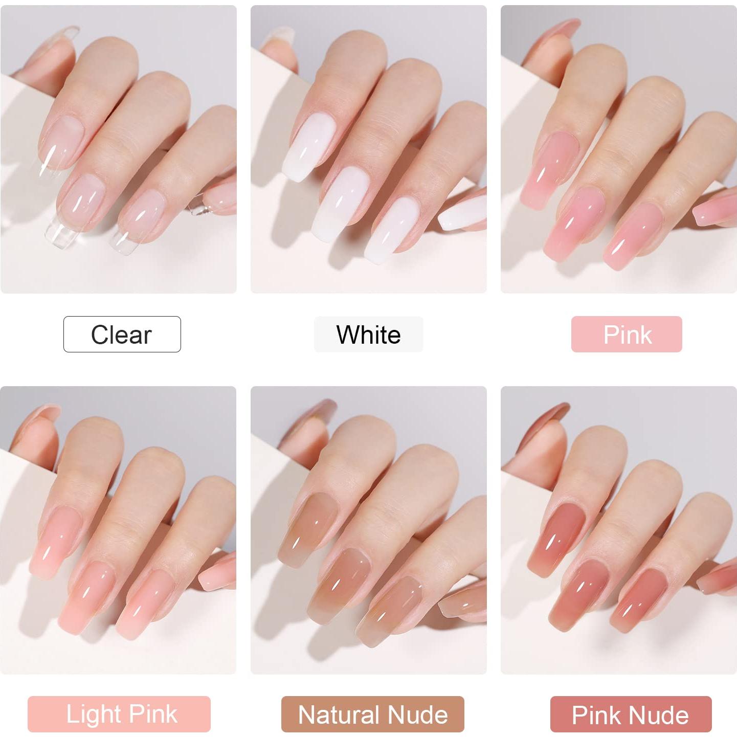 Kit de Uñas de Gel Polimérico GAOY 6 Piezas con Luz UV