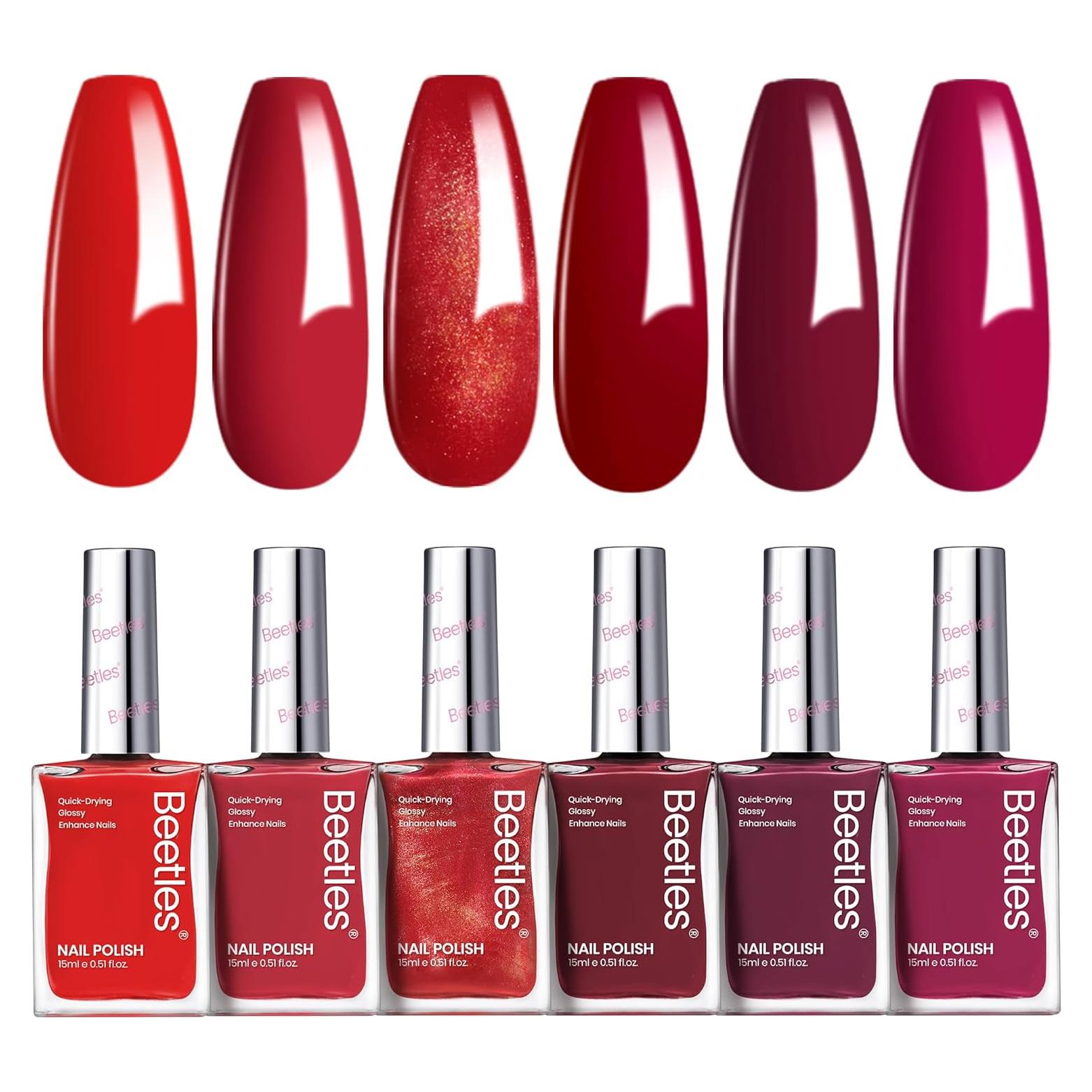 Set de Esmalte de Uñas Beetles 6 Colores Brillantes Secado Rápido