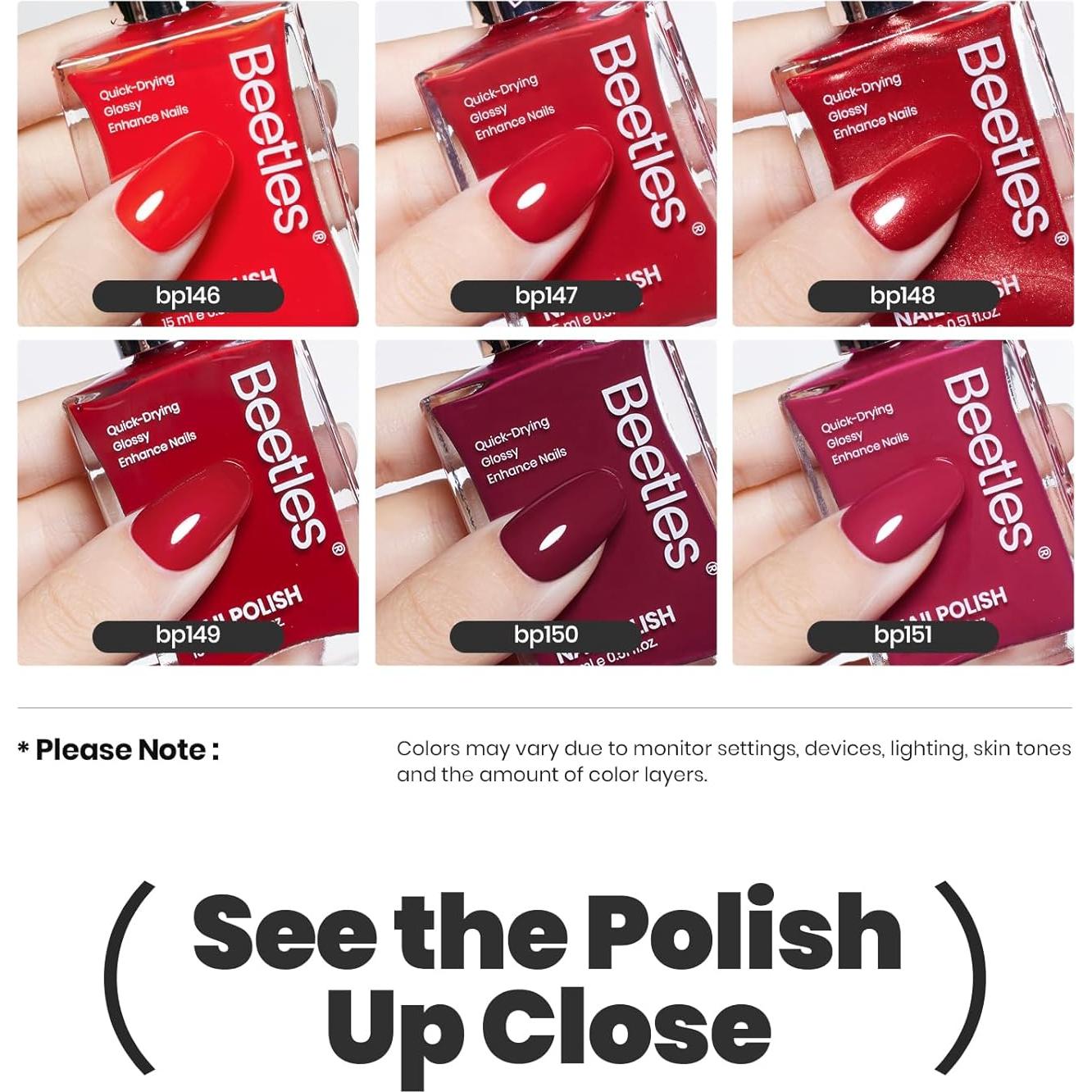 Set de Esmalte de Uñas Beetles 6 Colores Brillantes Secado Rápido