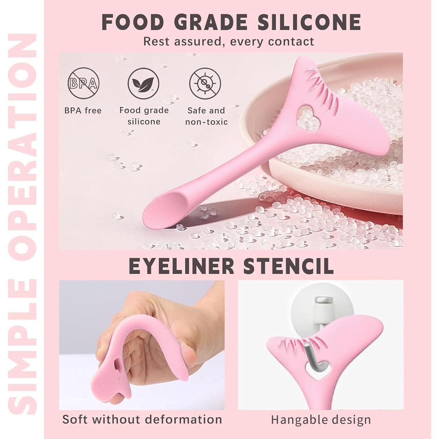 Plantilla de Delineador de Pestañas Inferiores HOSAILY Rosa - Herramienta de Maquillaje Multifuncional