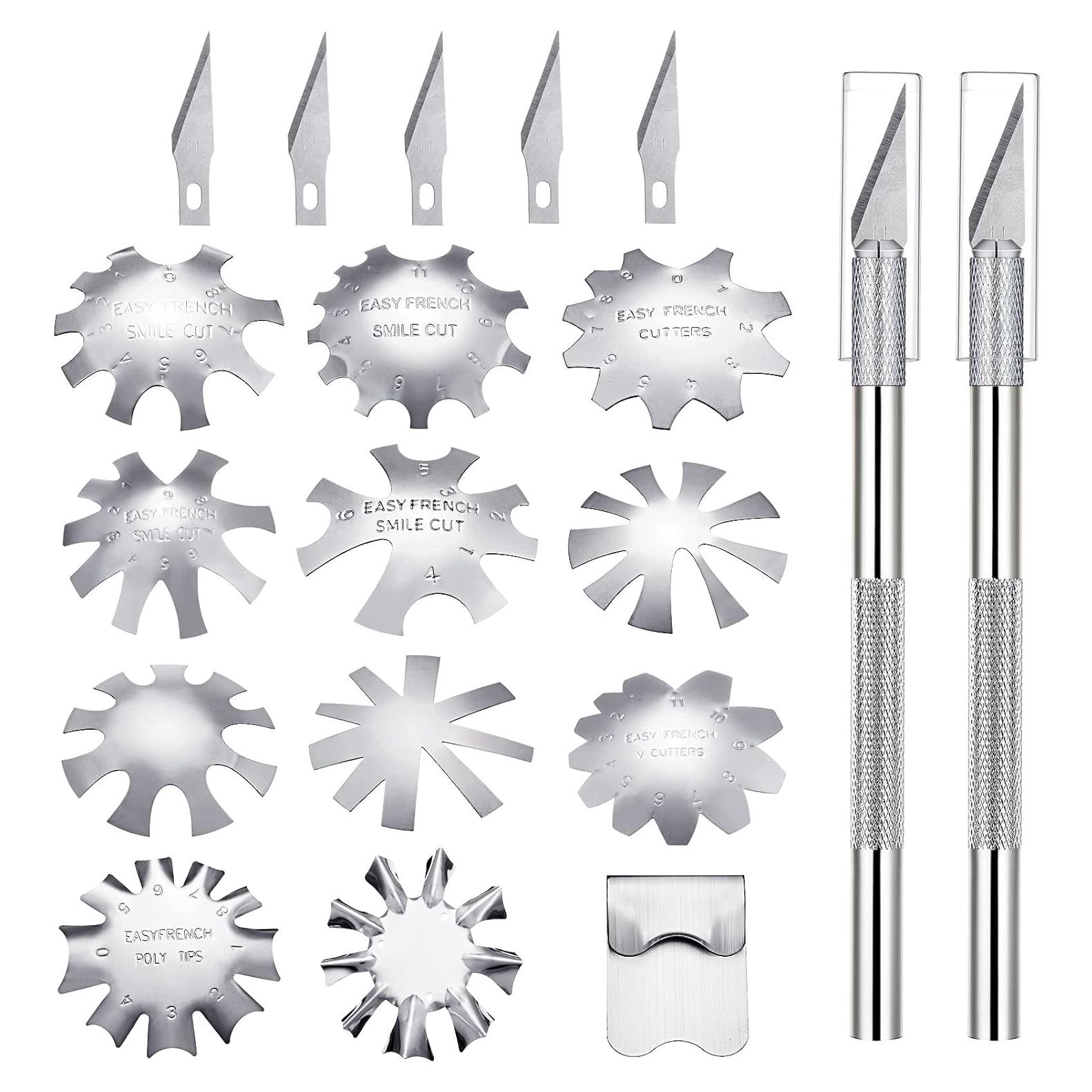 Cortadores de Uñas Francesas Acero Inoxidable 12 Piezas Honoson