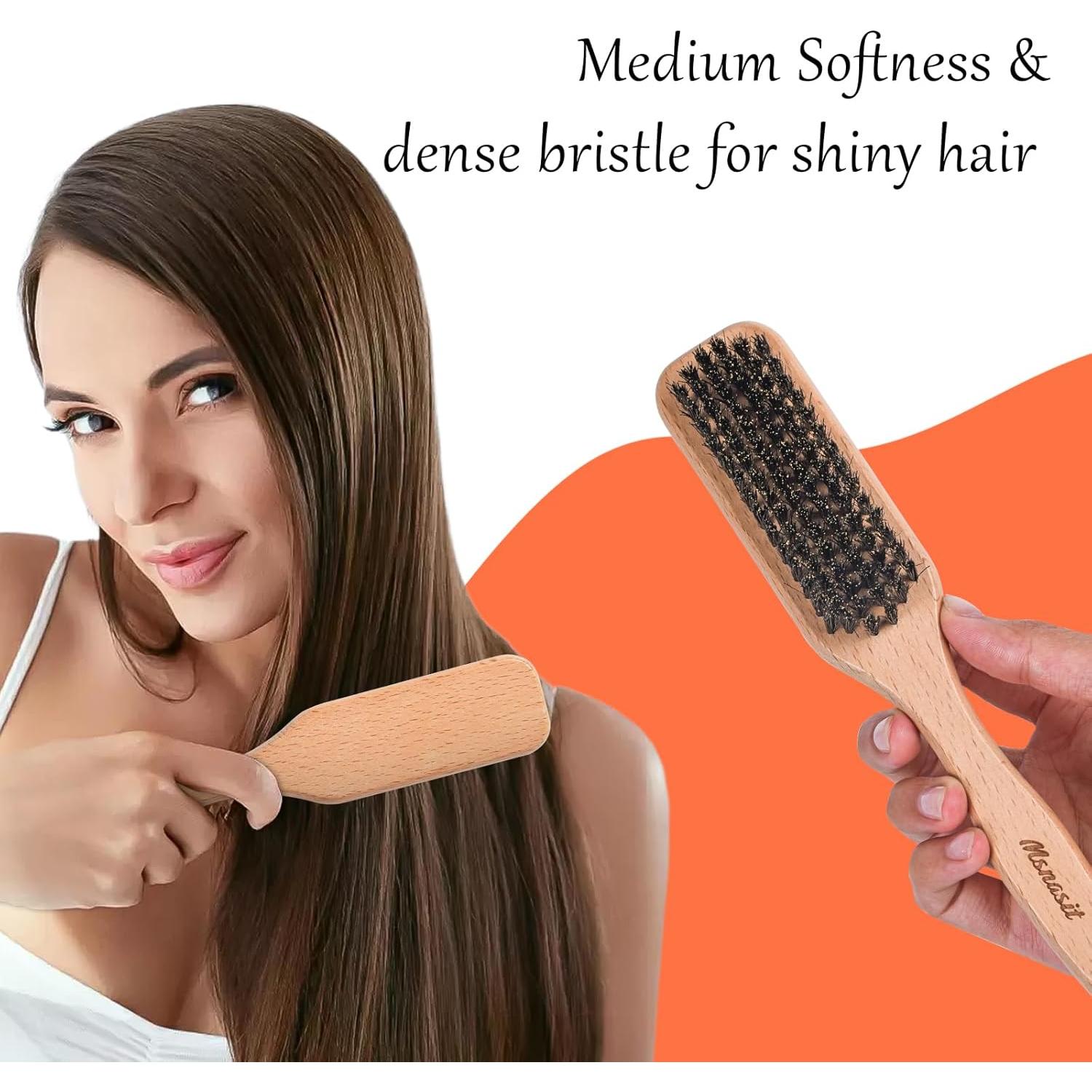 Cepillo de Cerda de Jabalí Msnasit para Estilo de Cabello 25.5cm