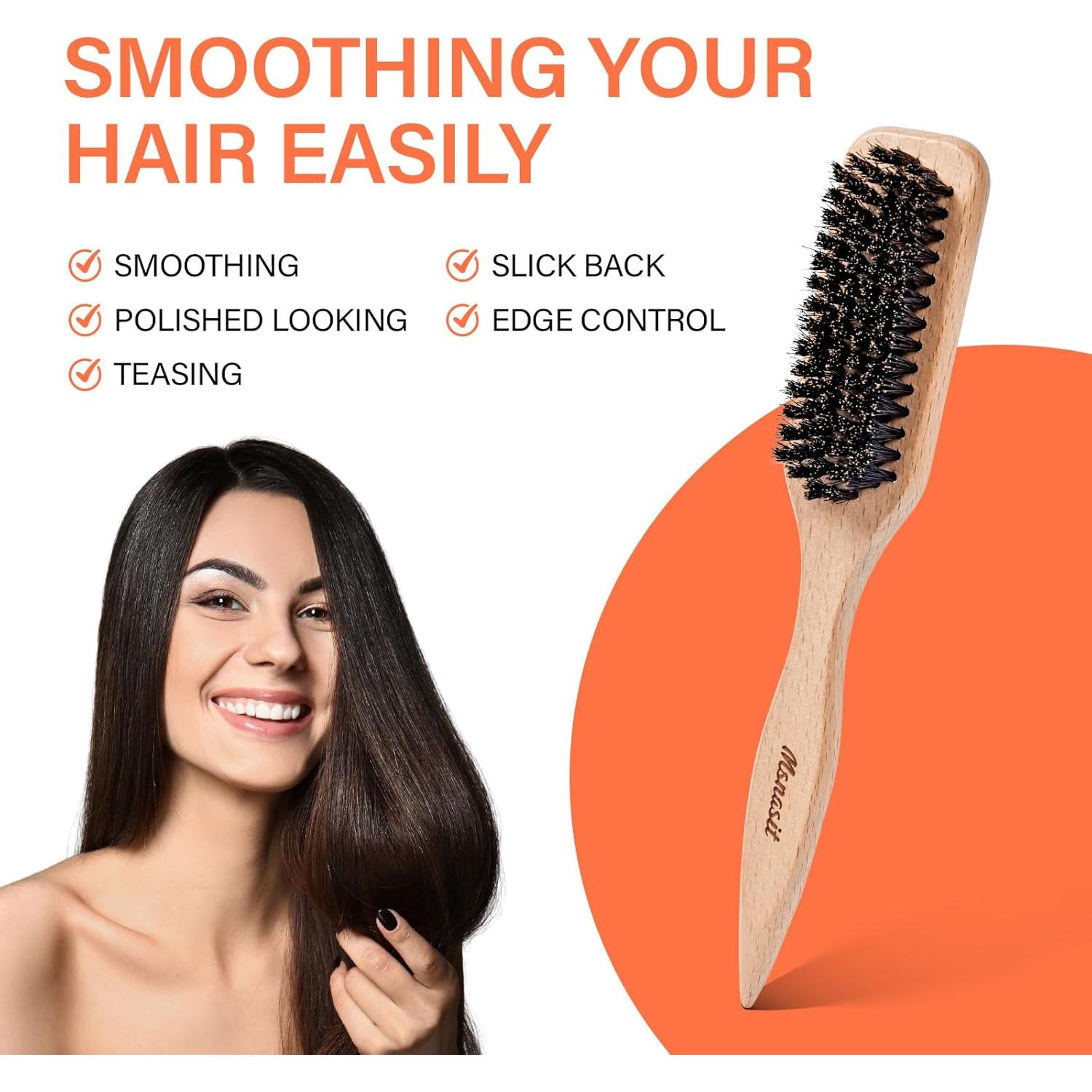 Cepillo de Cerda de Jabalí Msnasit para Estilo de Cabello 25.5cm