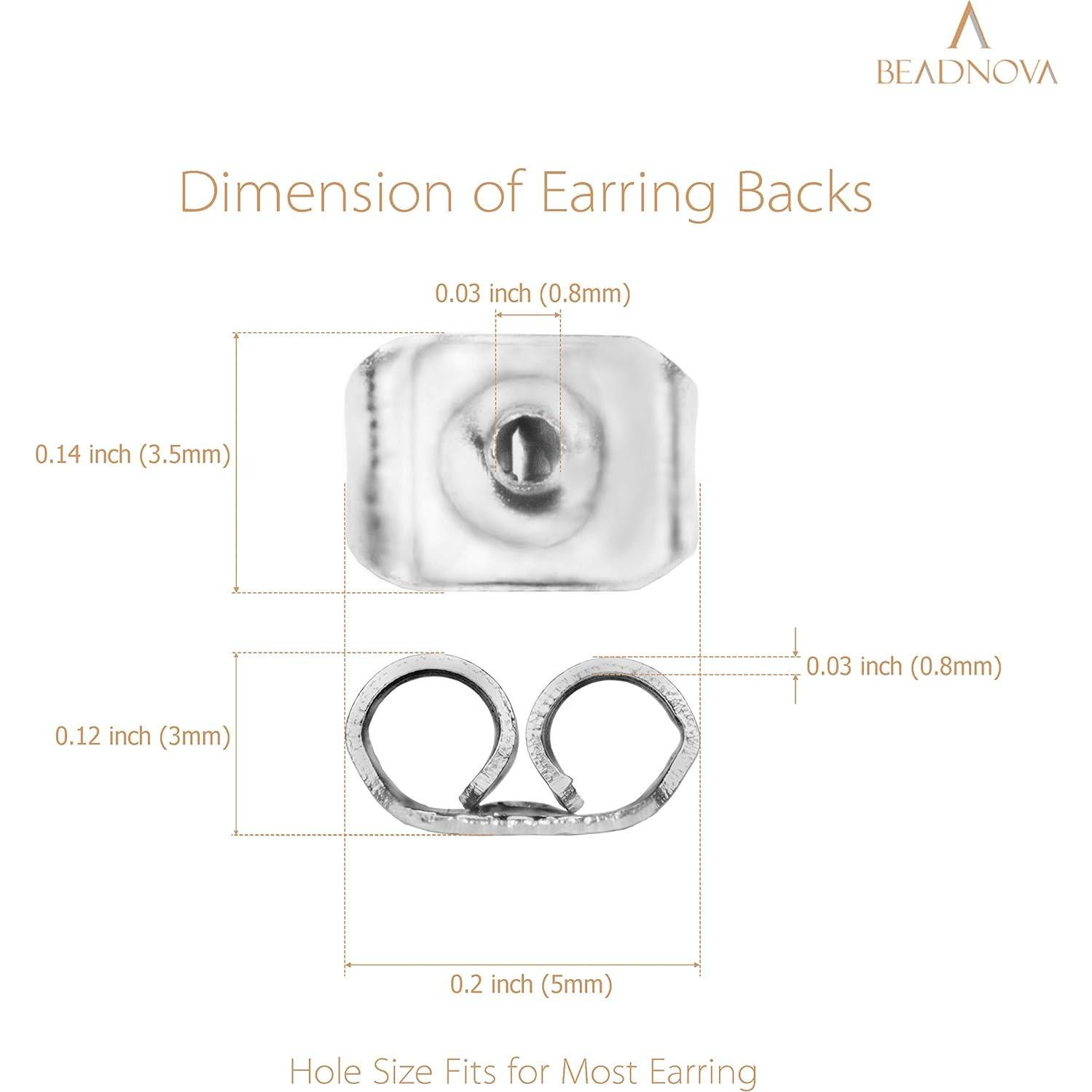 Respaldos de Pendientes Hipoalergénicos BEADNOVA 120 Pcs