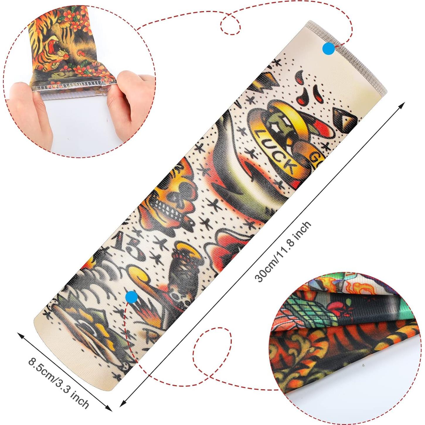 Hicarer 12 Mangas de Tatuaje Temporal Niños UV Multicolor