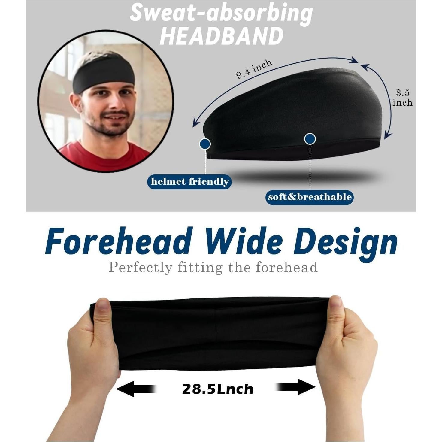 Cintas para la cabeza LECHI LC0008, paquete de 6, negro