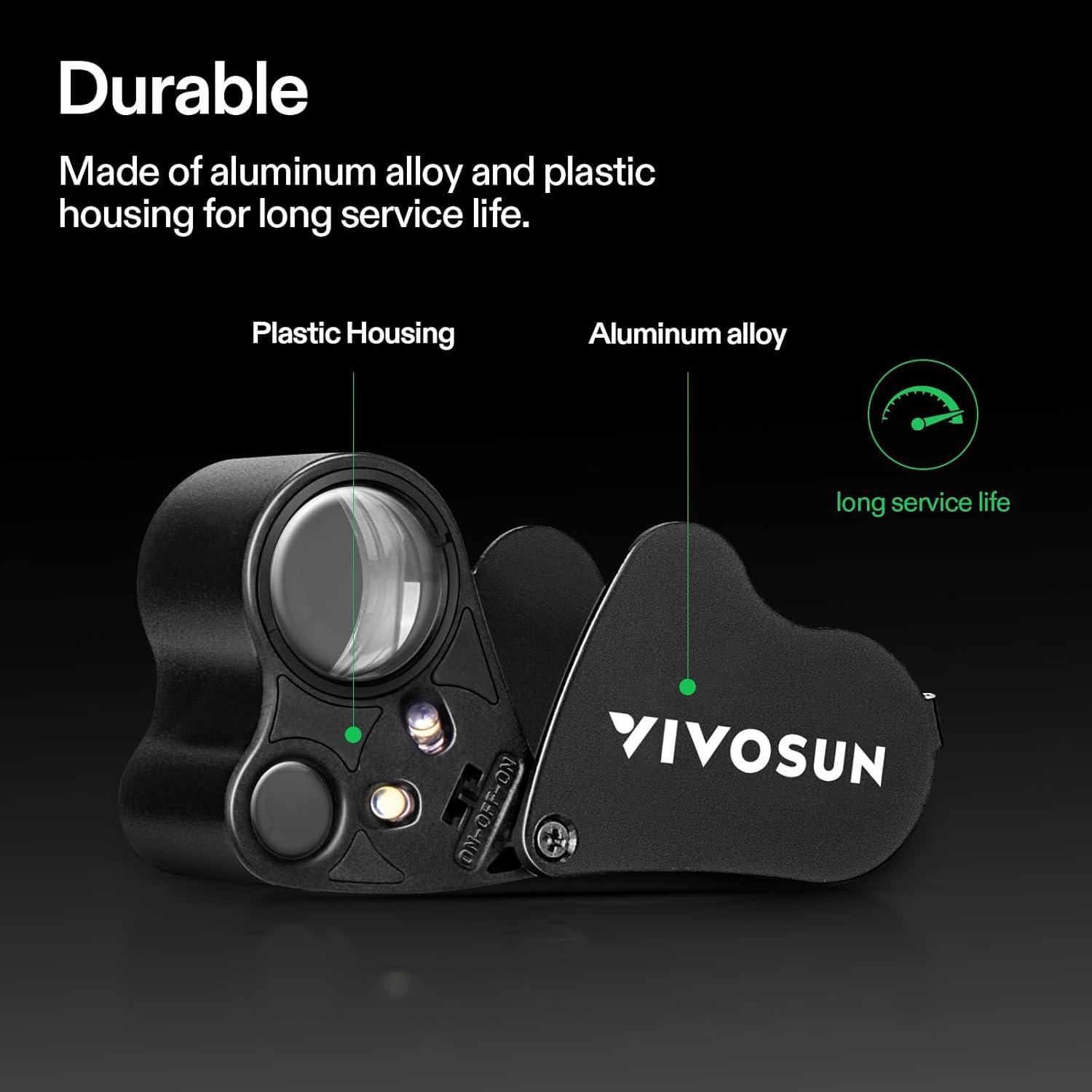 Lupa Iluminada Plegable VIVOSUN 30x 60x con Luz LED Negra