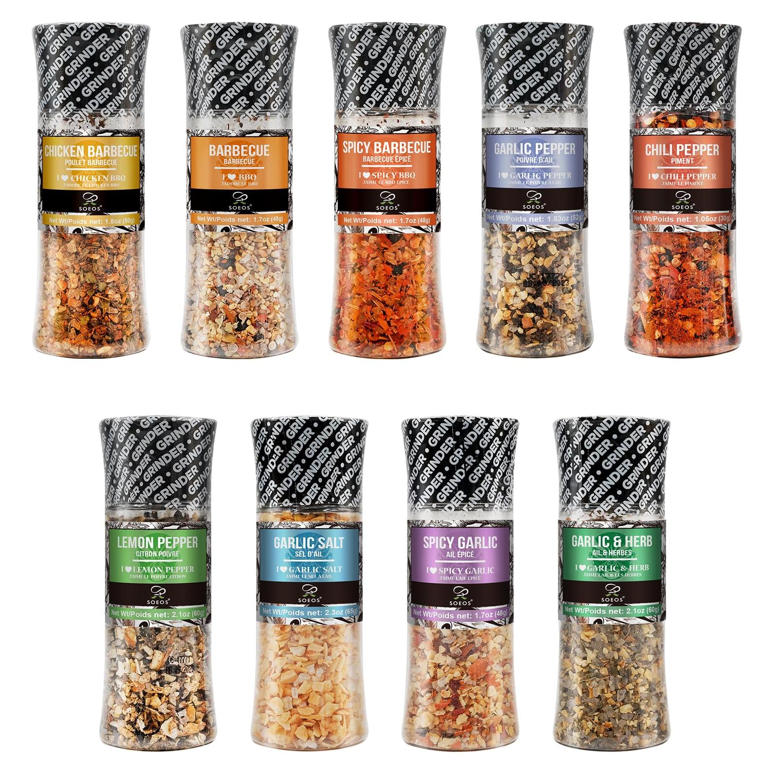 Juego de Especias Soeos 9 Piezas con Molinillos Integrados