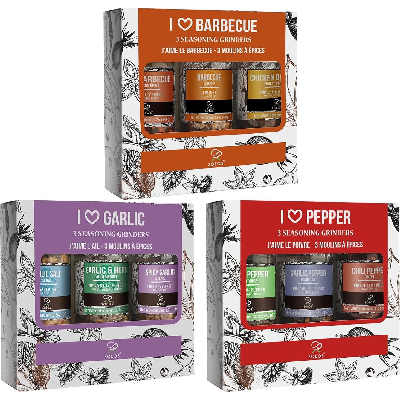 Juego de Especias Soeos 9 Piezas con Molinillos Integrados