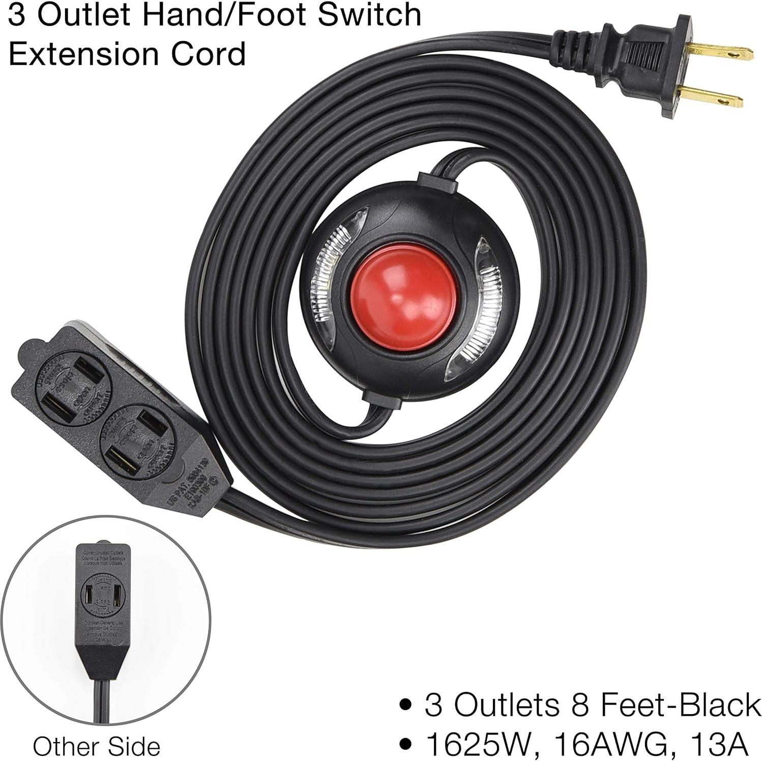 Cable de extensión con interruptor de pie Electes 2.44m 3 salidas