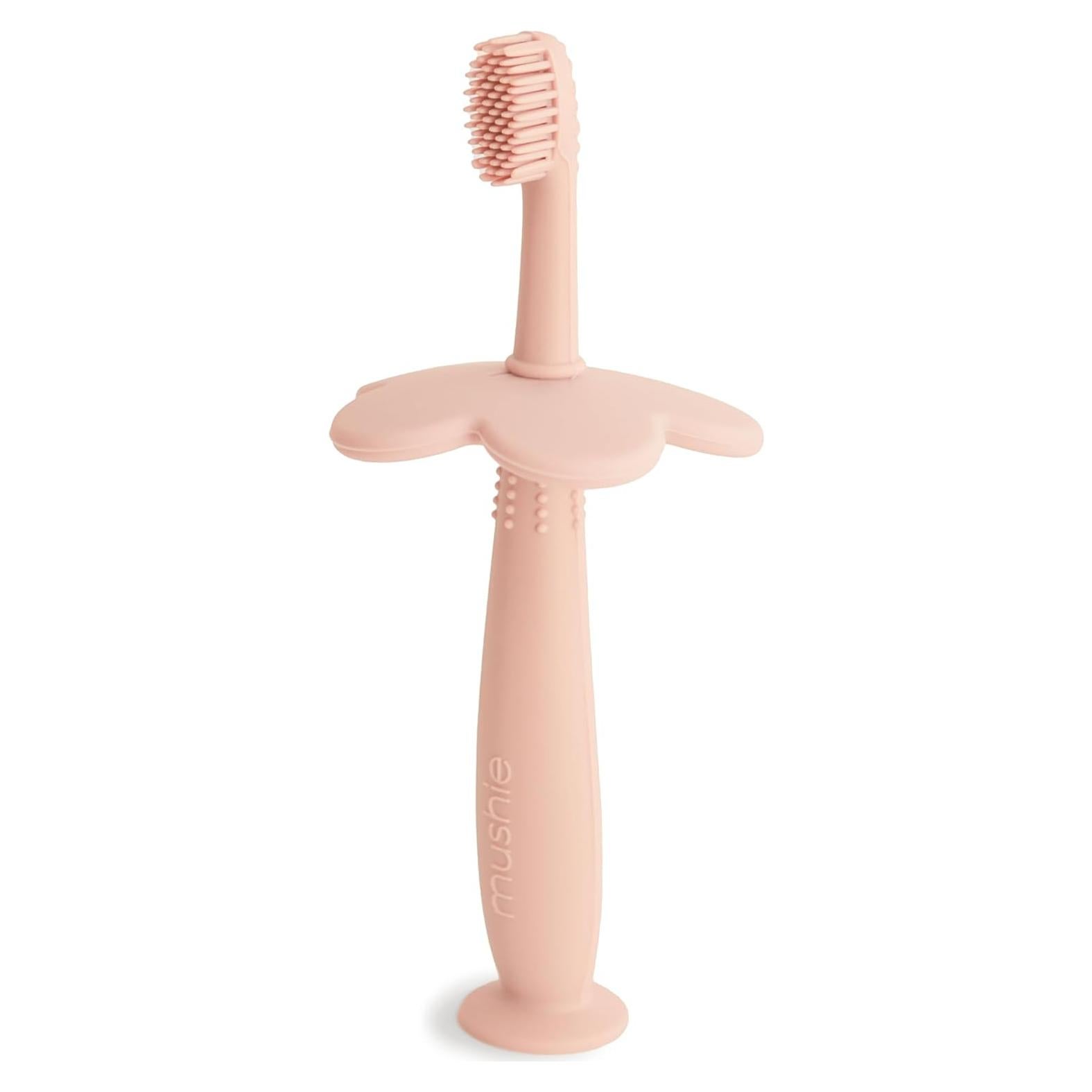 Cepillo de Dientes para Niños Mushie Rosa con Base de Succión