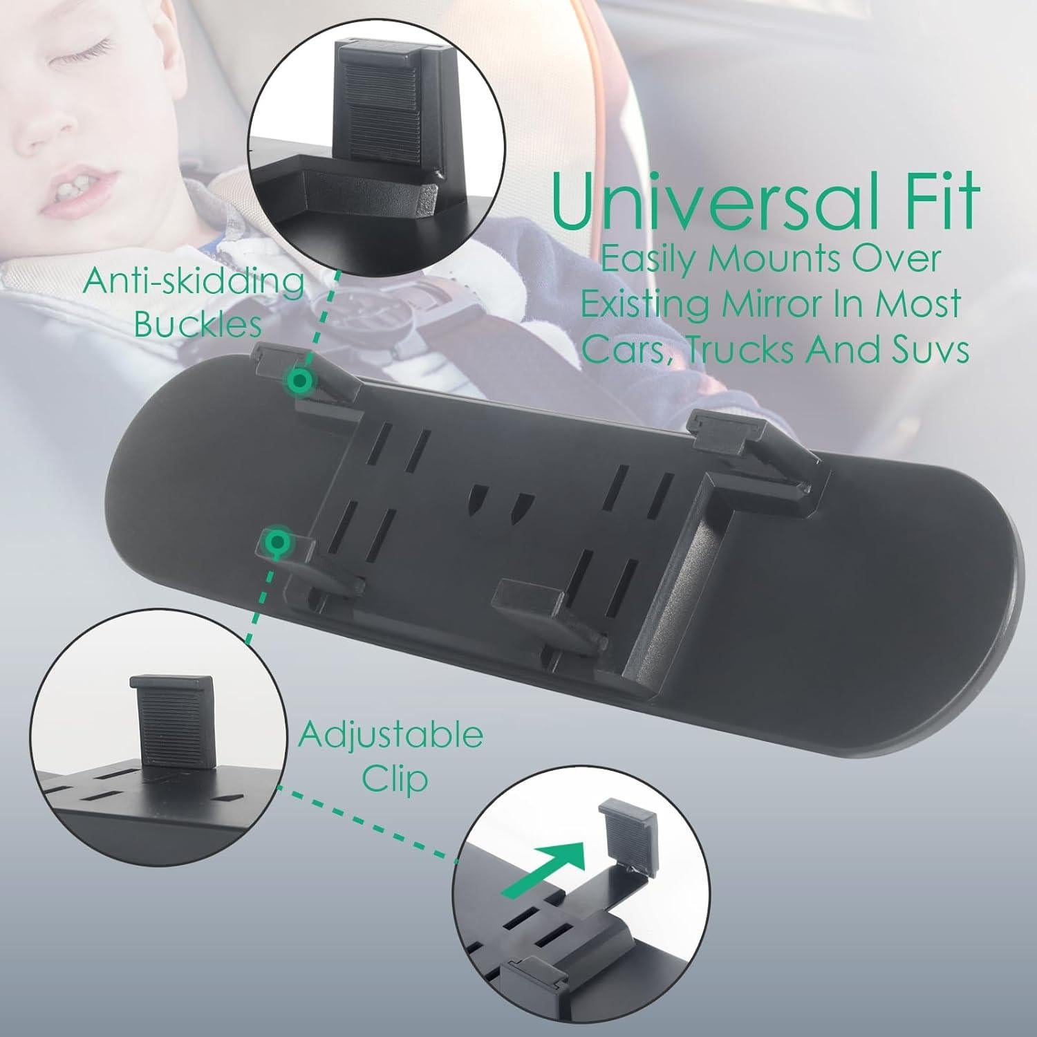 Rear View Mirror for Car,11.8" Convex Panoramic Wide Angel View Mirrors Extender,Blue Tint Anti Glare,Rounded Corner,Universal Clip on Interior Rearview Mirror for Truck Car and SUV (Blue)