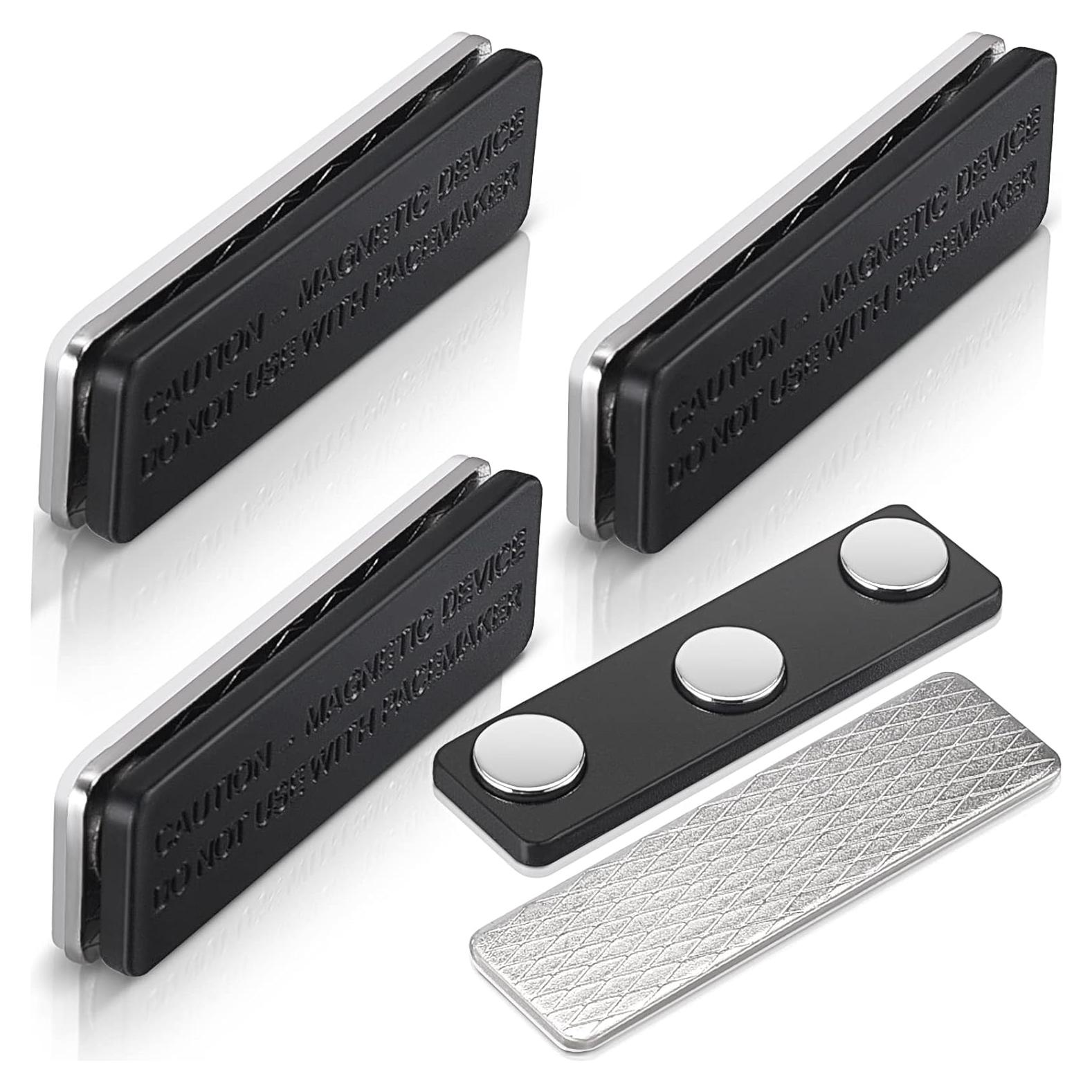 Clips Magnéticos de Insignia YOGEERNIC - 4 Piezas, Acero Inoxidable