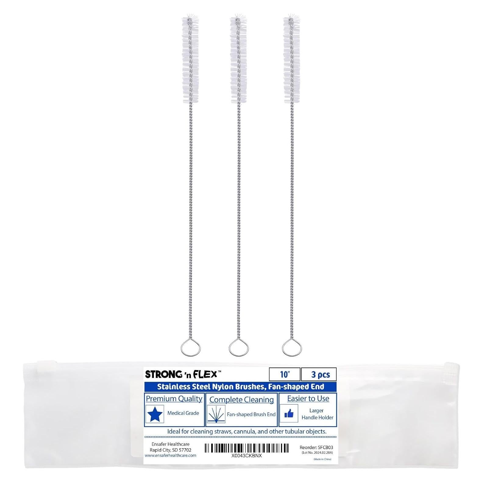 Cepillos Limpiadores de Pajitas Nylon Strong 'n Flex - Set de 3