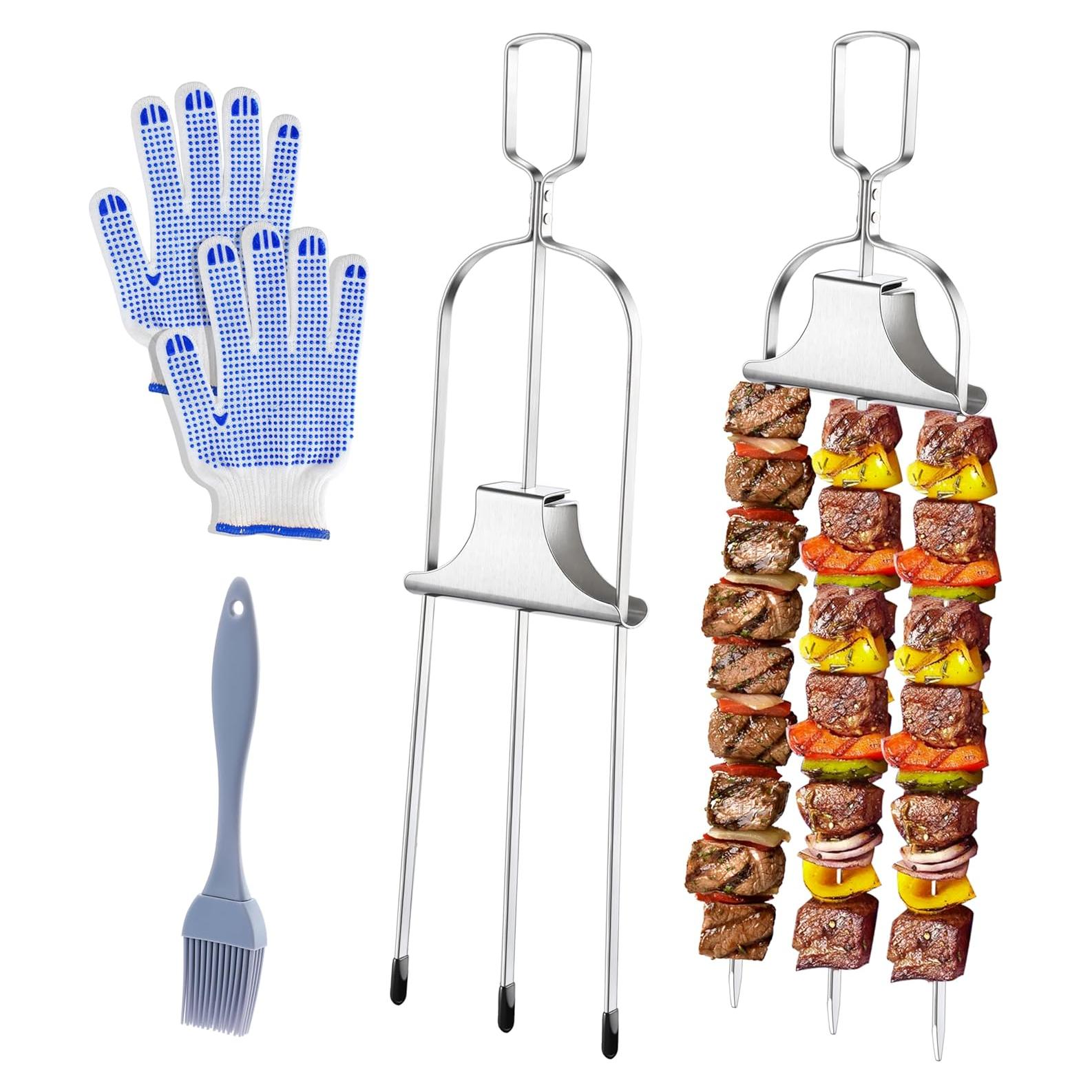 Pinchos de Acero Inoxidable Tchrules 35.56 cm para Kebab - 2 Piezas