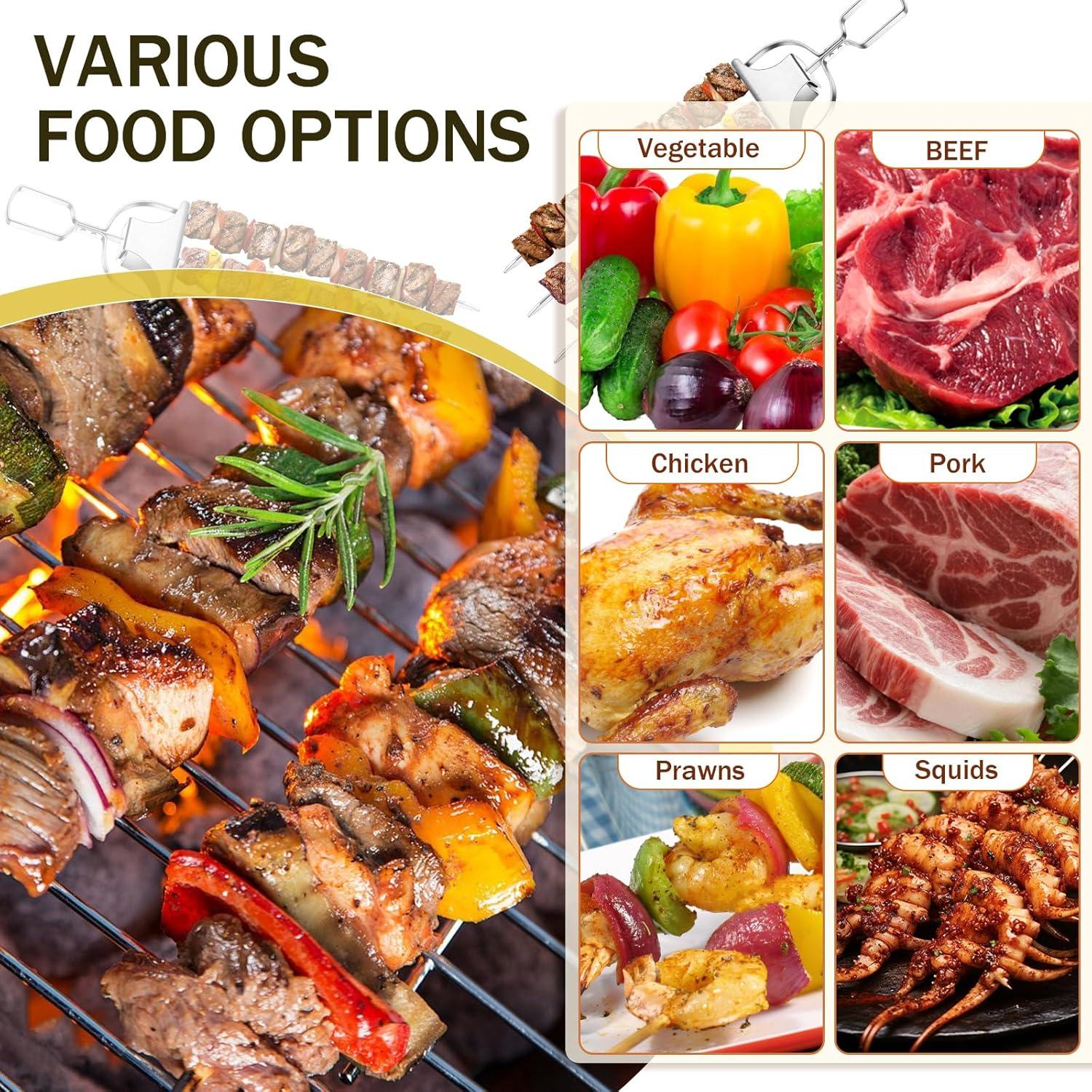 Pinchos de Acero Inoxidable Tchrules 35.56 cm para Kebab - 2 Piezas