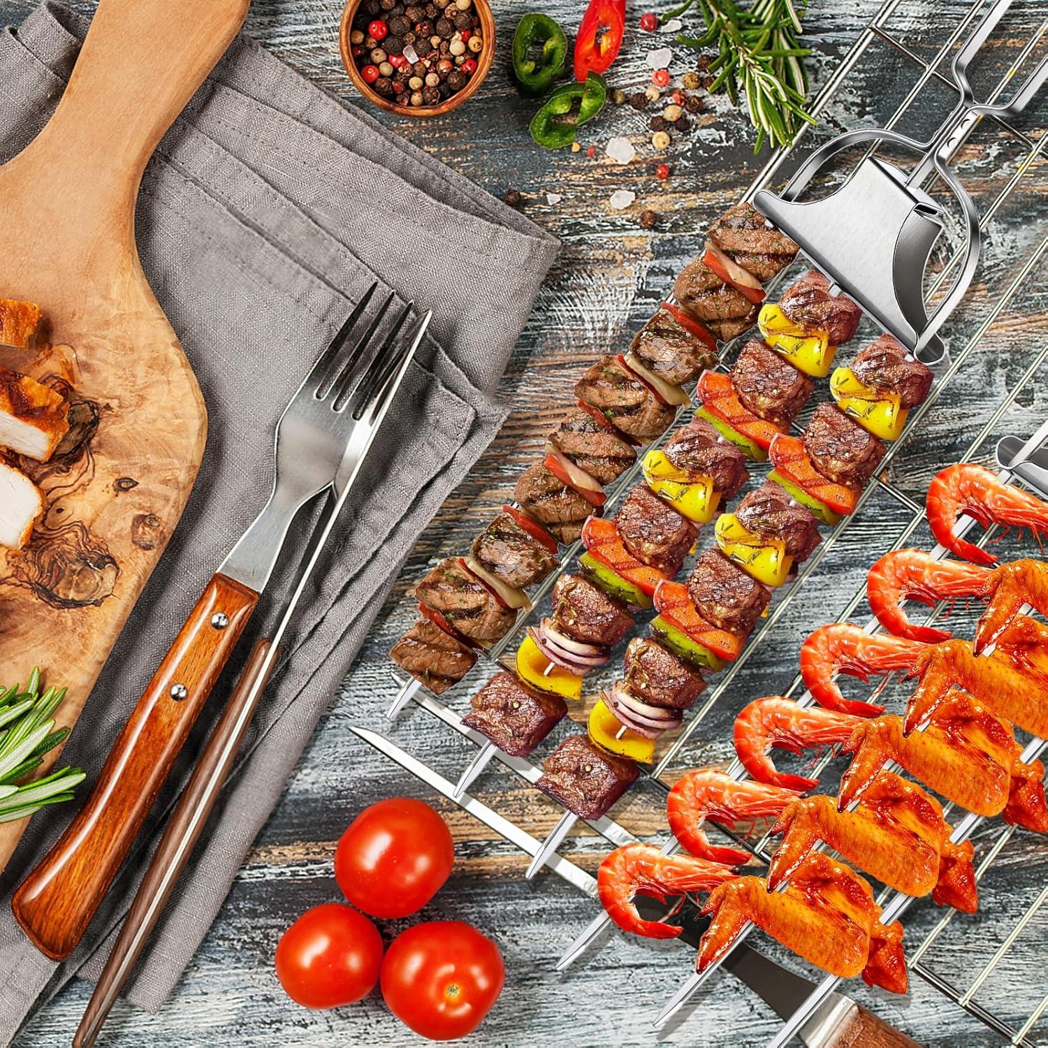 Pinchos de Acero Inoxidable Tchrules 35.56 cm para Kebab - 2 Piezas