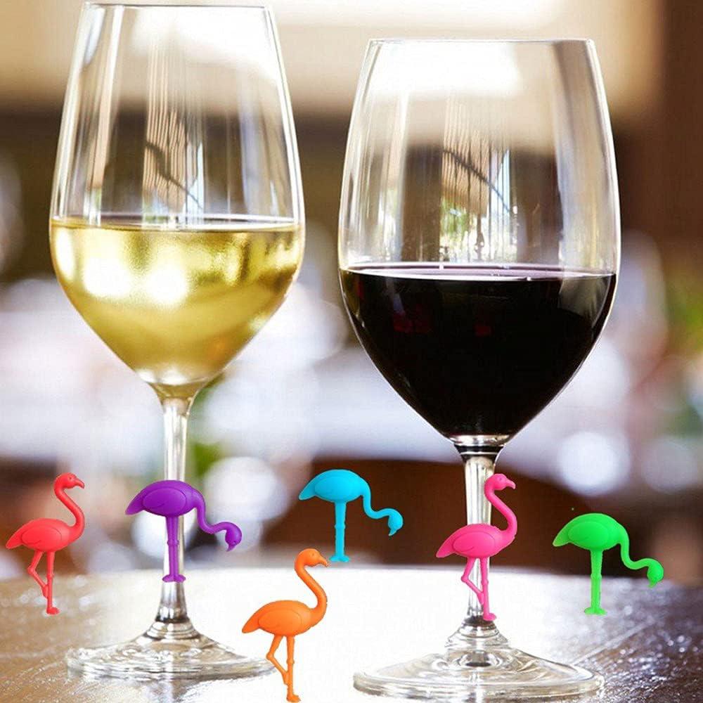 Marcadores de Copas de Vino de Silicona Flamenco 12 Pcs