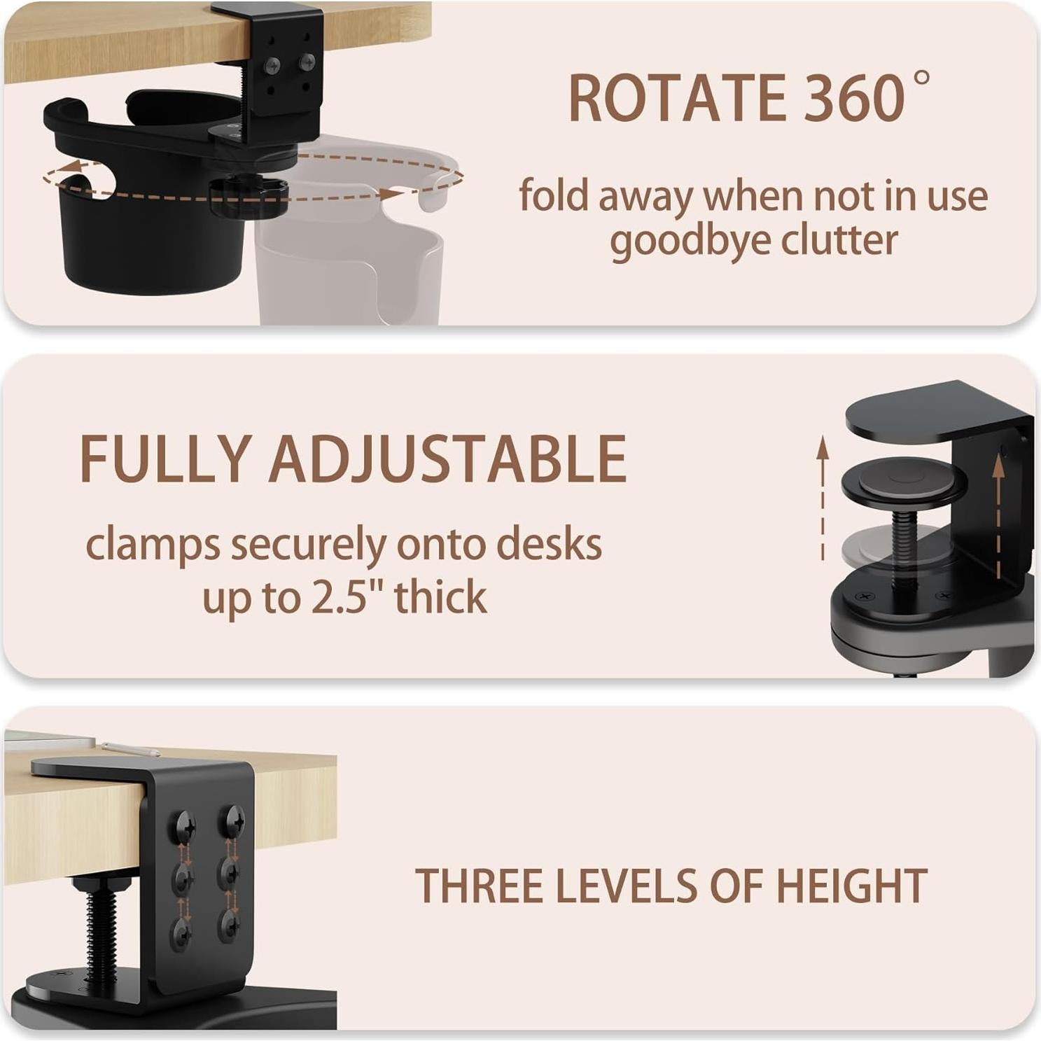 Soporte para Tazas KOXHERO con Abrazadera Ajustable 360°