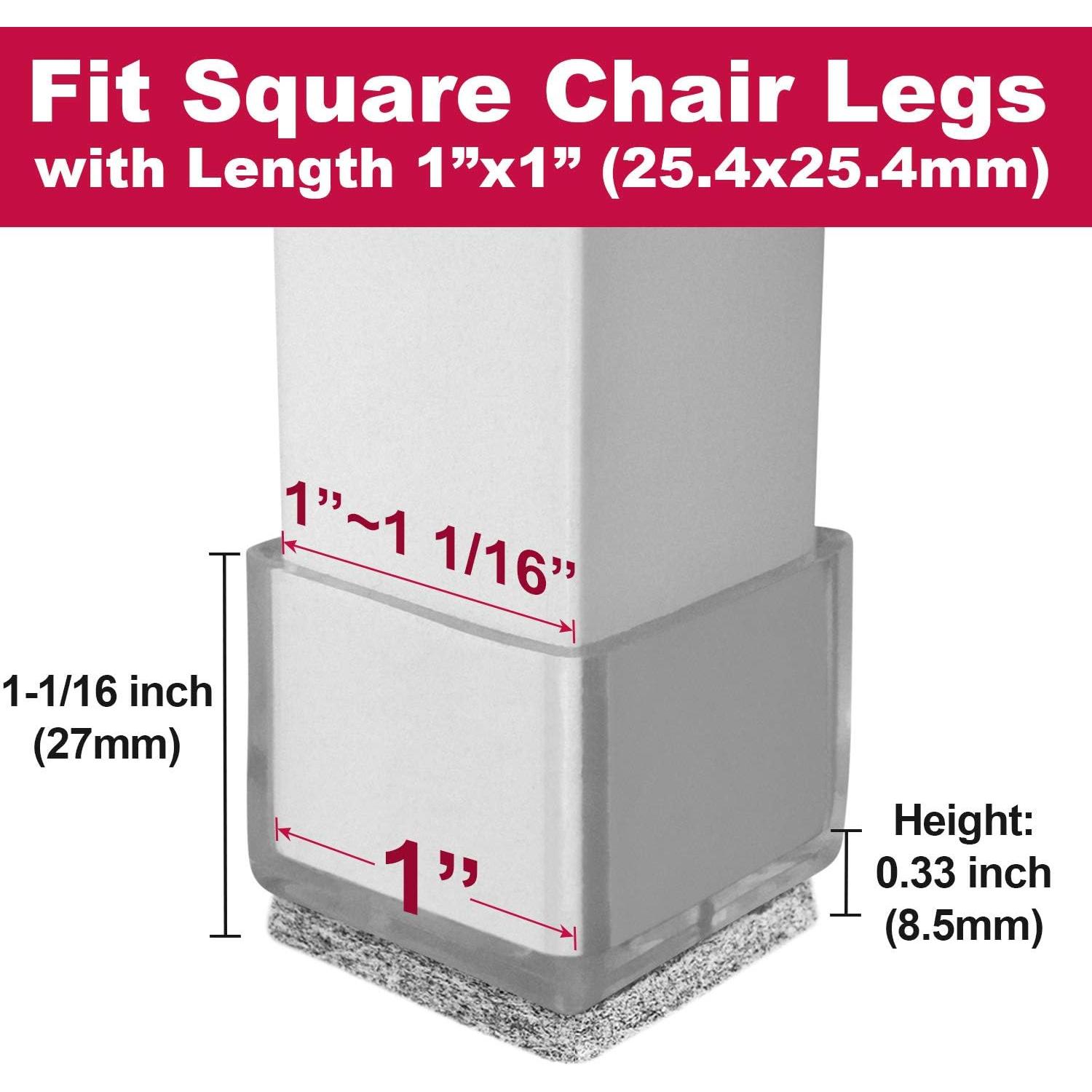 Protectores de Suelo Anwenk para Patas de Sillas Cuadradas 25.4mm, 16 Piezas